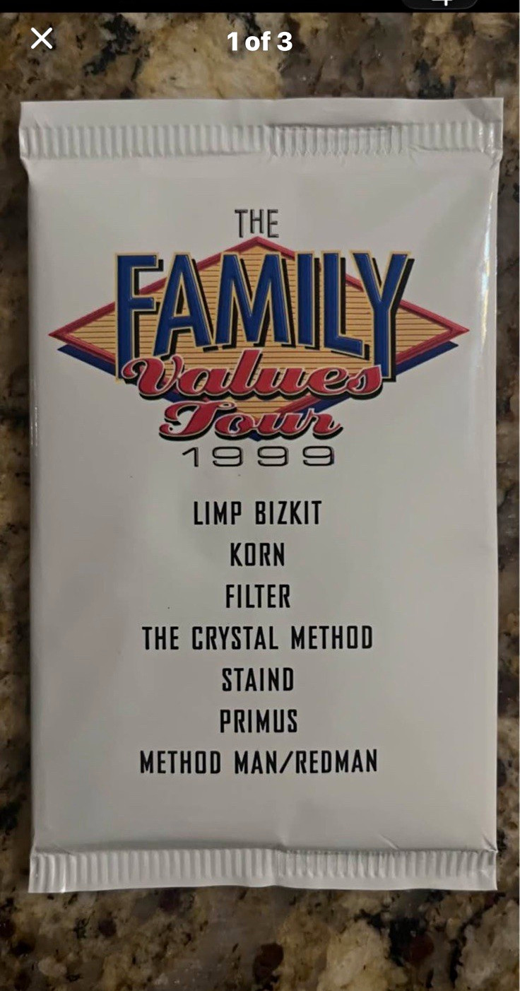 RARE SEALED 1999 FAMILY VALUES TOUR Collectible Packet Limp Bizkit Korn Filter RARE SEALED 1999 FAMILY VALUES TOUR Collectible Packet Limp Bizkit Korn Filter