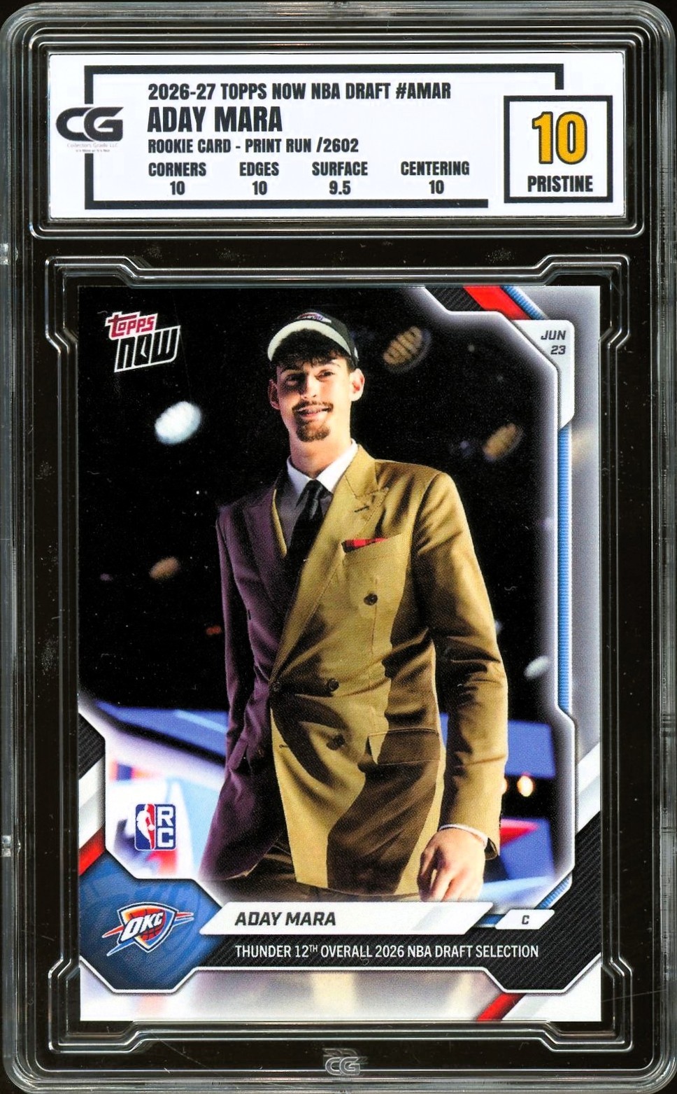 2026 Topps Now NBA Draft ROOKIE /2602 OKC Thunder Aday Mara CG 10 PRISTINE
