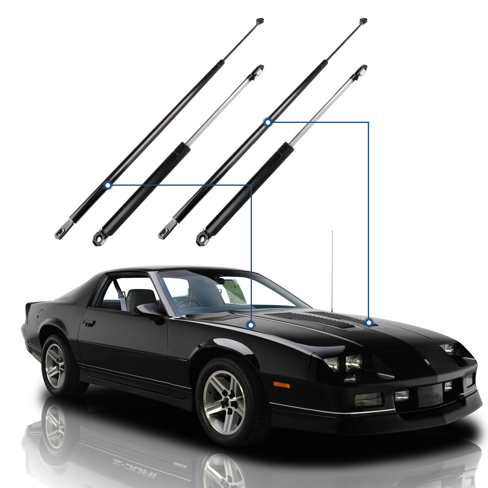 For 1982-1992 Chevy Camaro Qty 4 Hood + Hatch Lift Supports Shocks Struts For 1982-1992 Chevy Camaro Qty 4 Hood + Hatch Lift Supports Shocks Struts