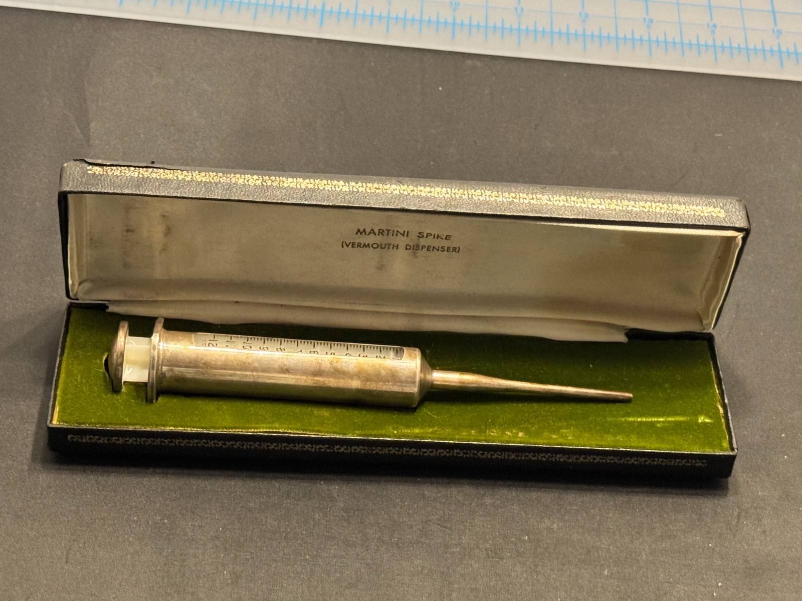 F-110 VTG GORHAM STERLING SILVER MARTINI SPIKE VERNOUTH SYRINGE/DISPENSER IN BOX F-110 VTG GORHAM STERLING SILVER MARTINI SPIKE VERNOUTH SYRINGE/DISPENSER IN BOX