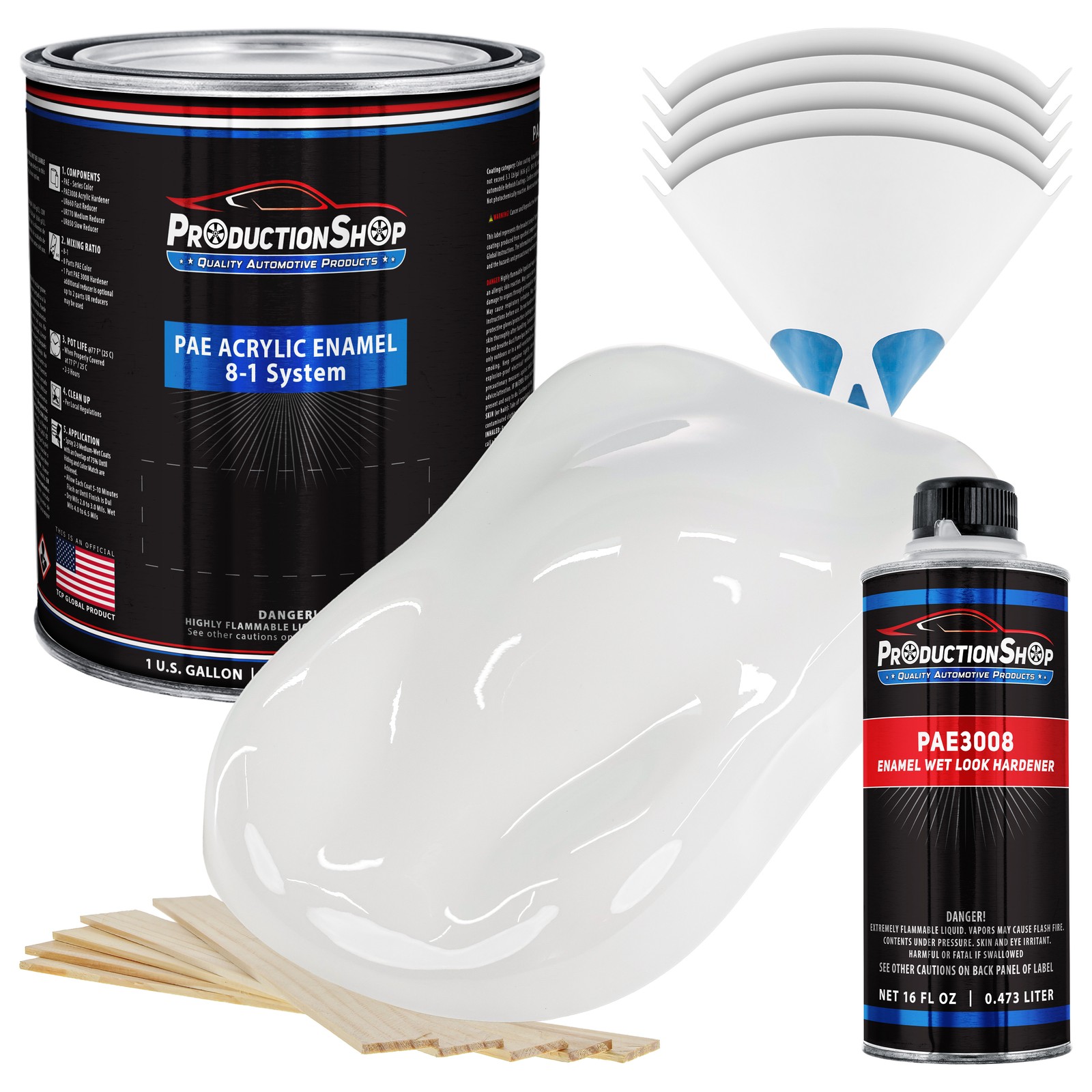 ProductionShop High Gloss Super White Acrylic Enamel Gallon Kit, Auto Paint