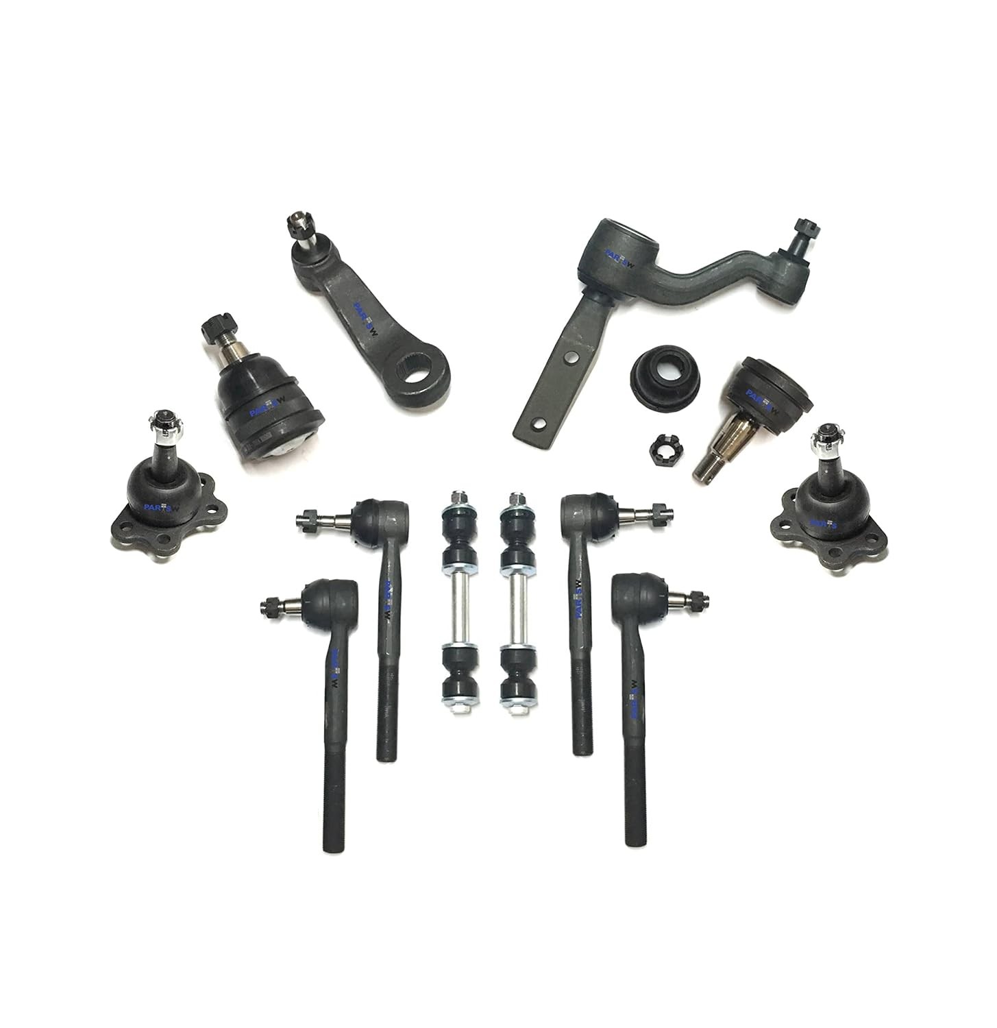 PartsW 12 Pc Suspension Kit for 1988-1992 Chevrolet C1500 Silverado | Tie Rods,