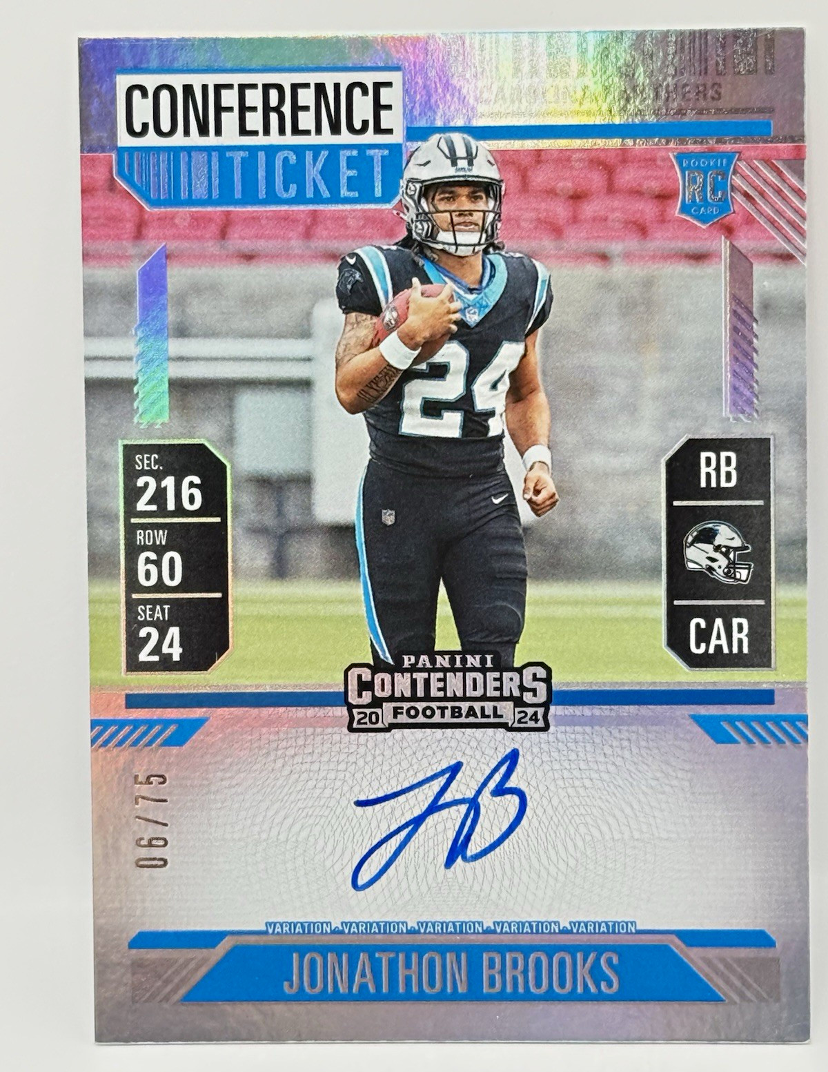 2024 Jonathon Brooks Contenders Rookie Conference Ticket Autograph RC /75 🔥 2024 Jonathon Brooks Contenders Rookie Conference Ticket Autograph RC /75 🔥