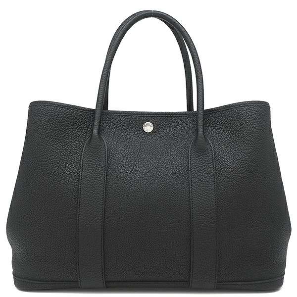 Hermes Garden Party 36 PM Black Canvas Tote Bag □O Stamp Restored Color Touch Up