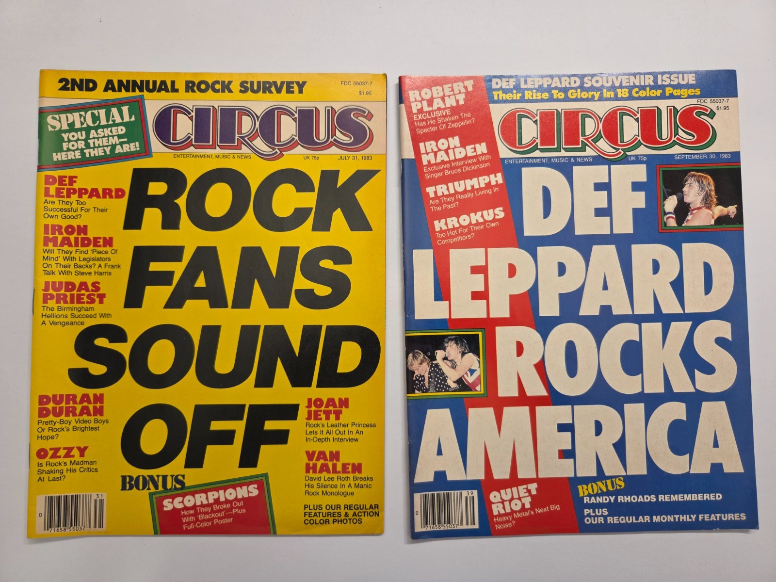 Lot of 2 Circus Magazines from 1983 (July & September) Def Leppard