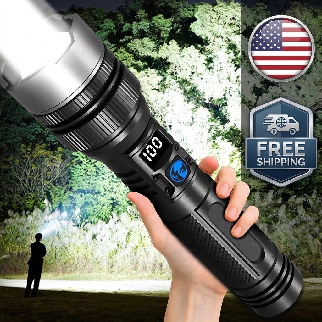 99000000 Lumen Super Bright LED Tactical Flashlight Rechargeable LED Work Lights