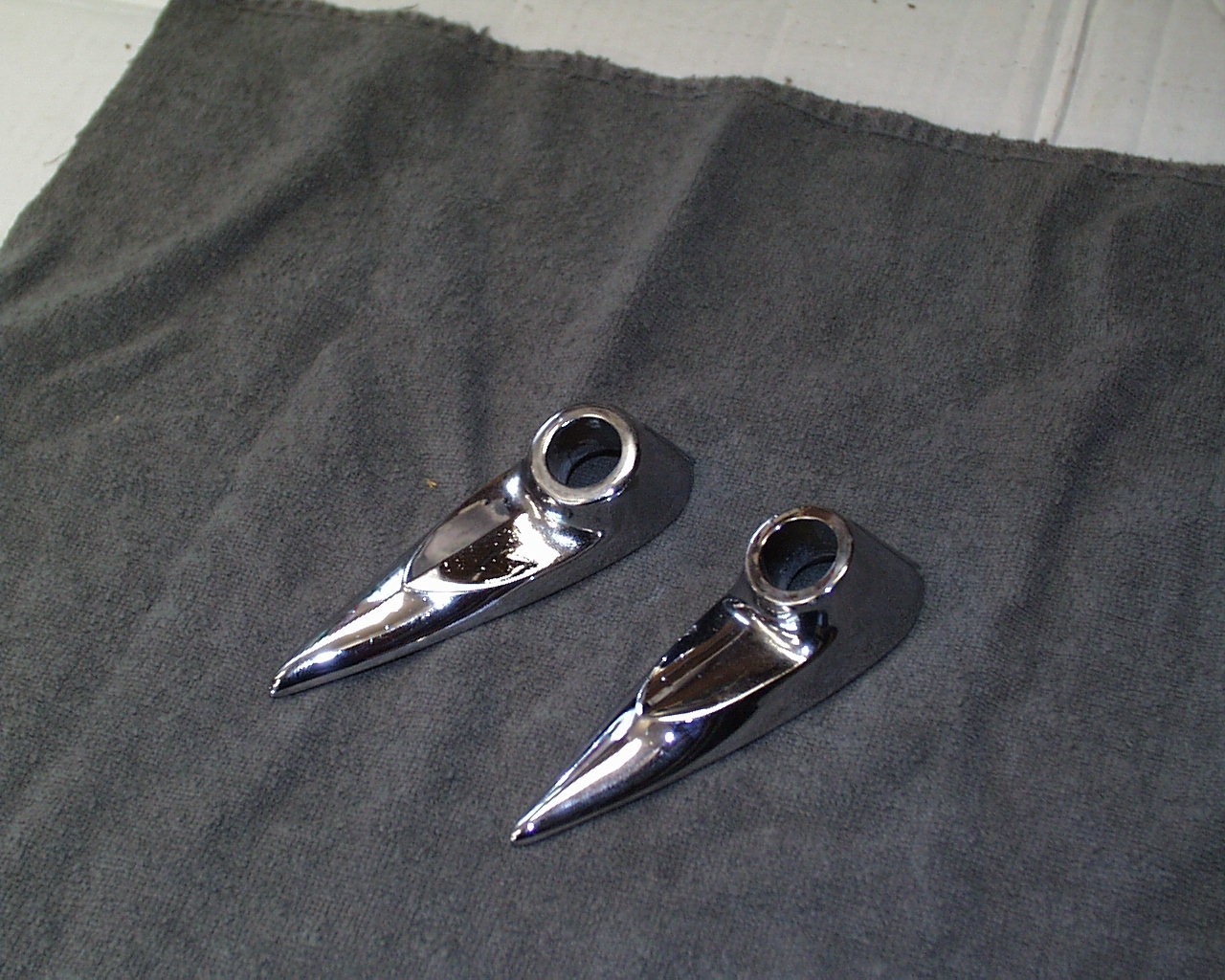 TWO: take off, 1957 Chevrolet Rear Chrome Antenna Bases TWO: take off, 1957 Chevrolet Rear Chrome Antenna Bases
