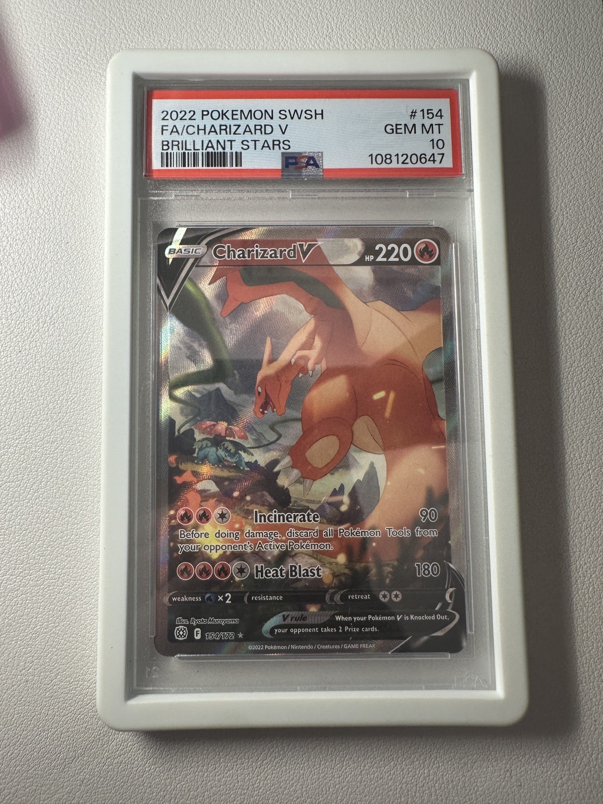 2022 POKEMON SWORD & SHIELD BRILLIANT STARS #154 FULL ART/CHARIZARD V PSA 10