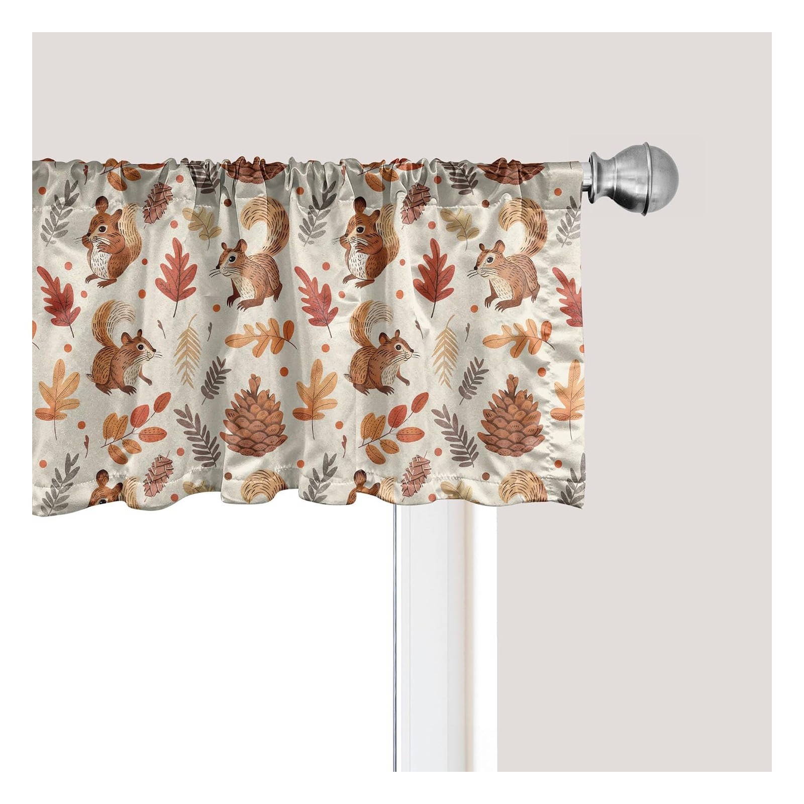 Ambesonne Fall Window Valance, Vintage Farmhouse Autumnal Theme with Squirrels Ambesonne Fall Window Valance, Vintage Farmhouse Autumnal Theme with Squirrels