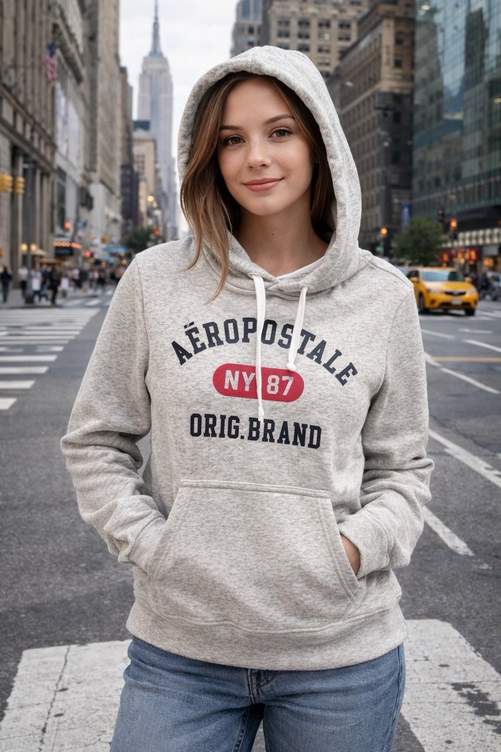 Aeropostale Women\'s Light Gray Pullover Hoodie Size M Regular Fit New with Tags