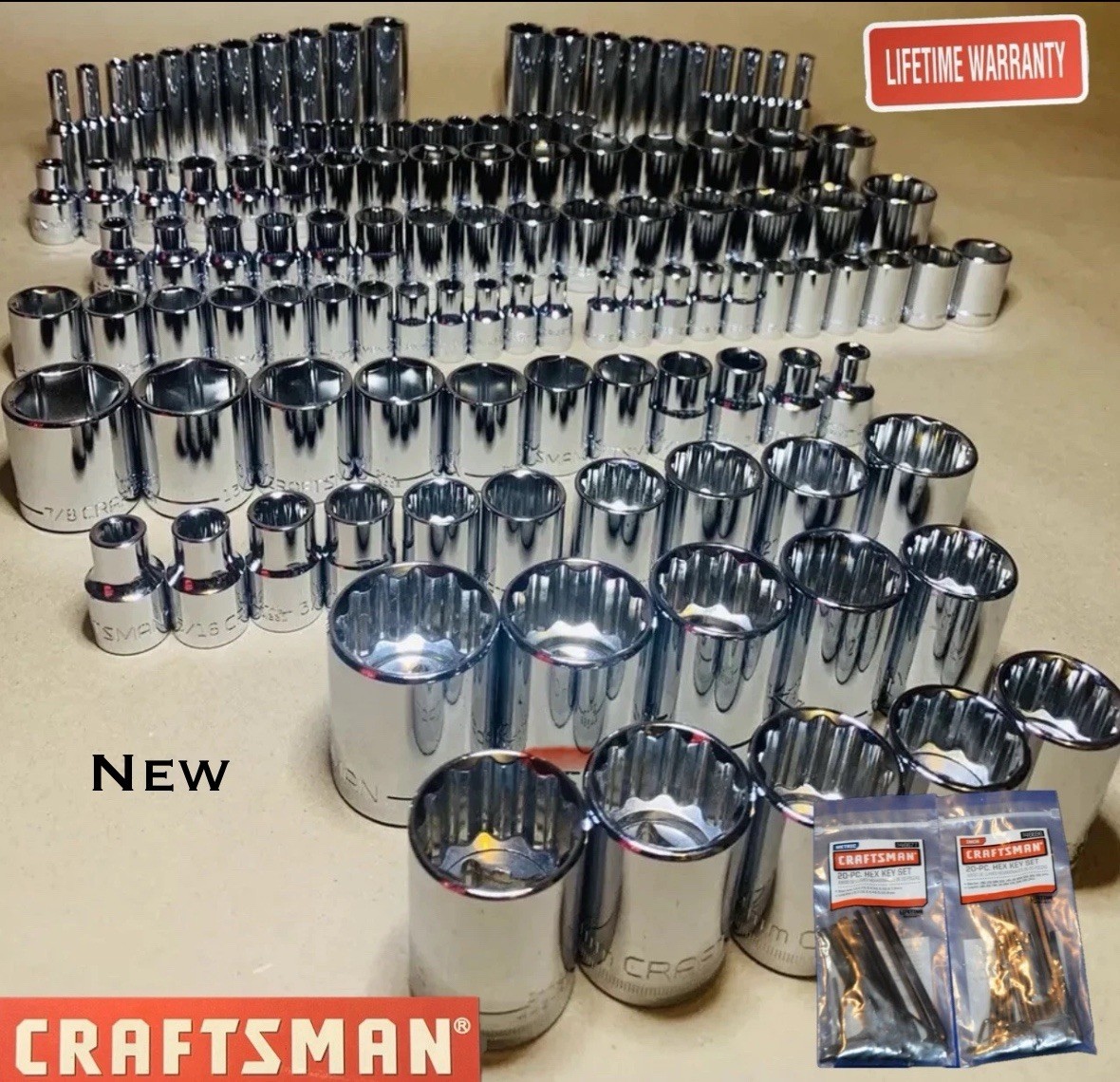 CRAFTSMAN 156 pc 1/4 3/8 1/2 Dr SAE METRIC MM 6pt 12pt wrench socket set 164 New