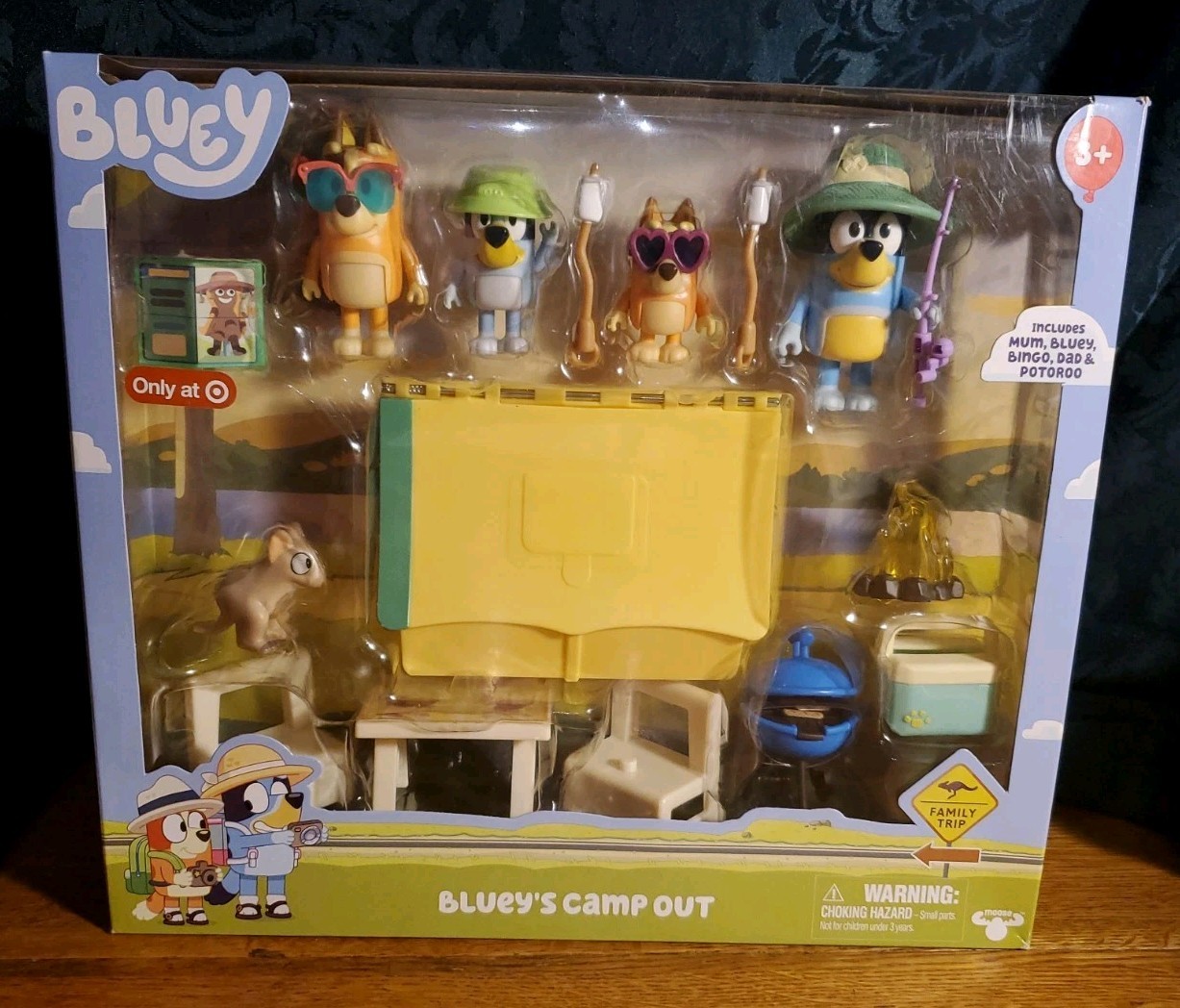 Bluey's Family Trip Adventure Camp Out & BBQ Playset Bluey Mum Bingo Dad Potoroo