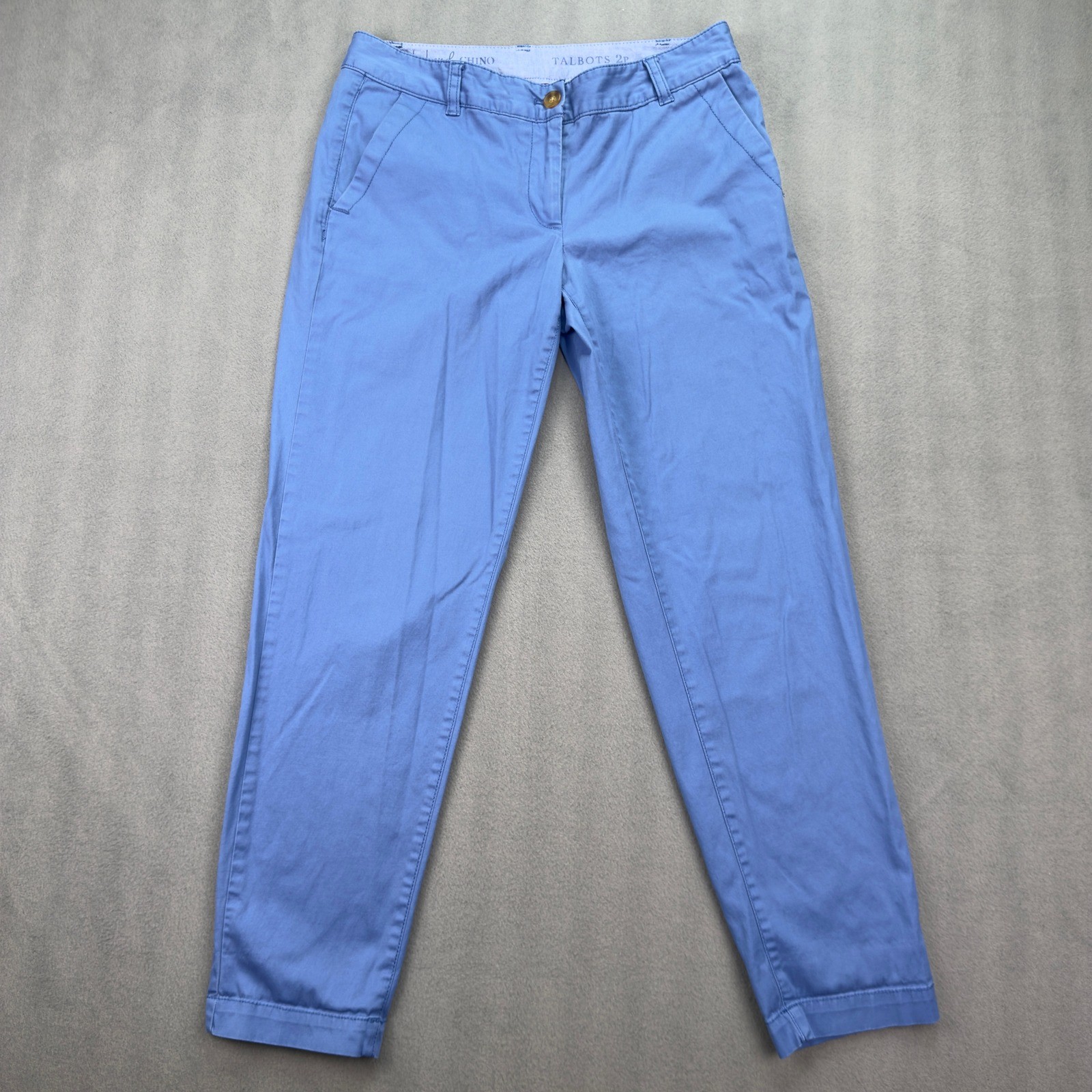 Talbots Weekend Chino Blue Petite Pants Size 2P Straight Leg Stretch Cotton