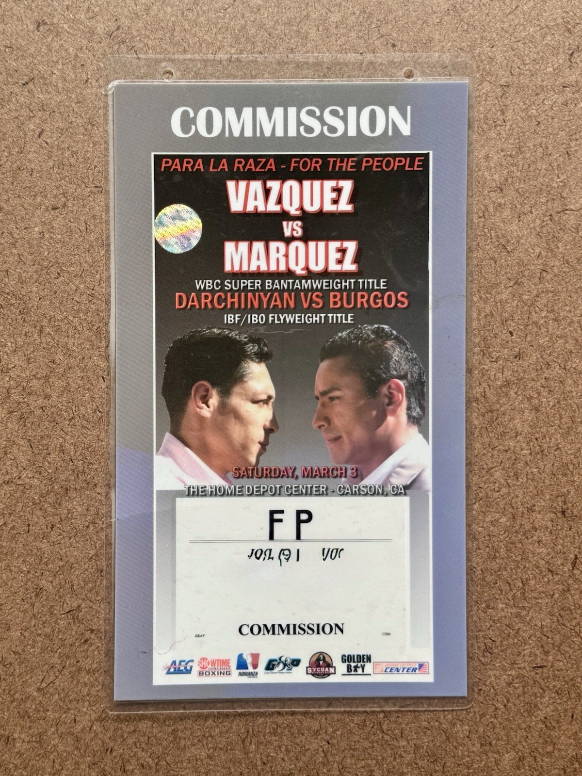 Boxing Media Credential Israel Vasquez vs Rafael Marquez 2007