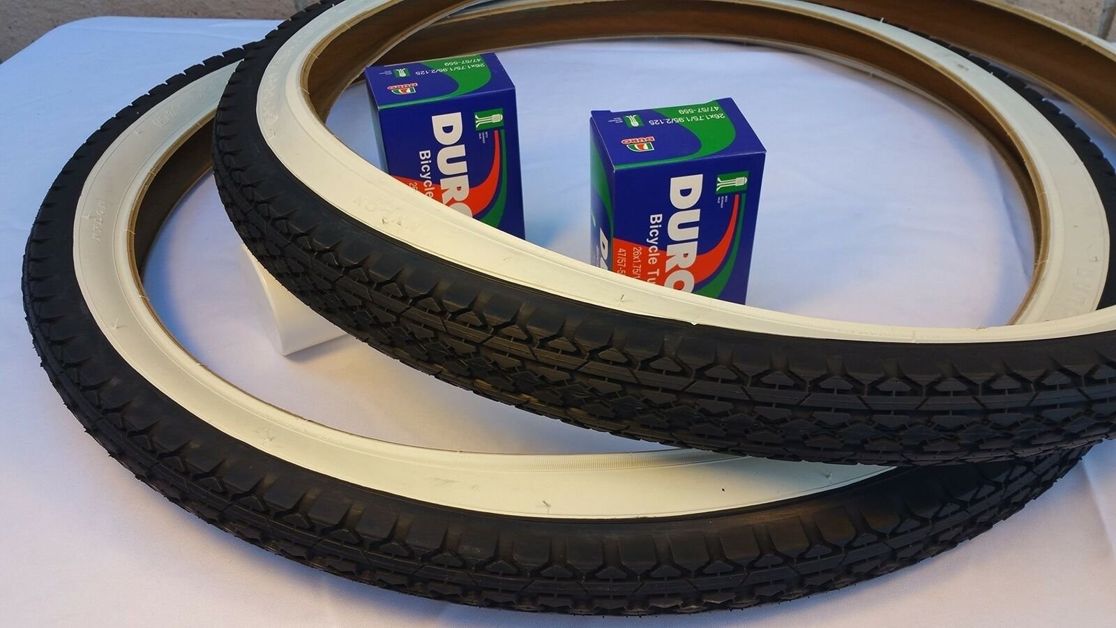 Pair of Two (2) Diamond White Wall 26x2.125 Bicycle Tires with Two (2)... Pair of Two (2) Diamond White Wall 26x2.125 Bicycle Tires with Two (2)...