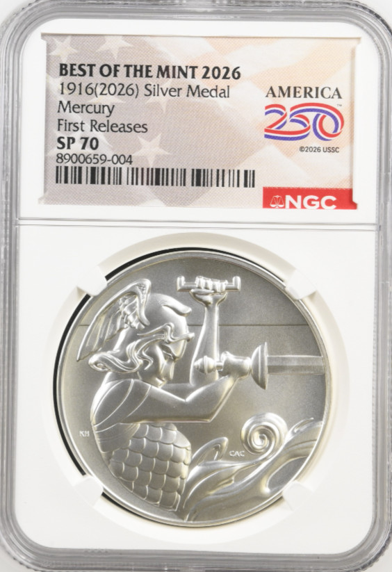1916(2026) Best Of The Mint Mercury Silver Medal NGC SP70 FR America 250 BX13-3 1916(2026) Best Of The Mint Mercury Silver Medal NGC SP70 FR America 250 BX13-3