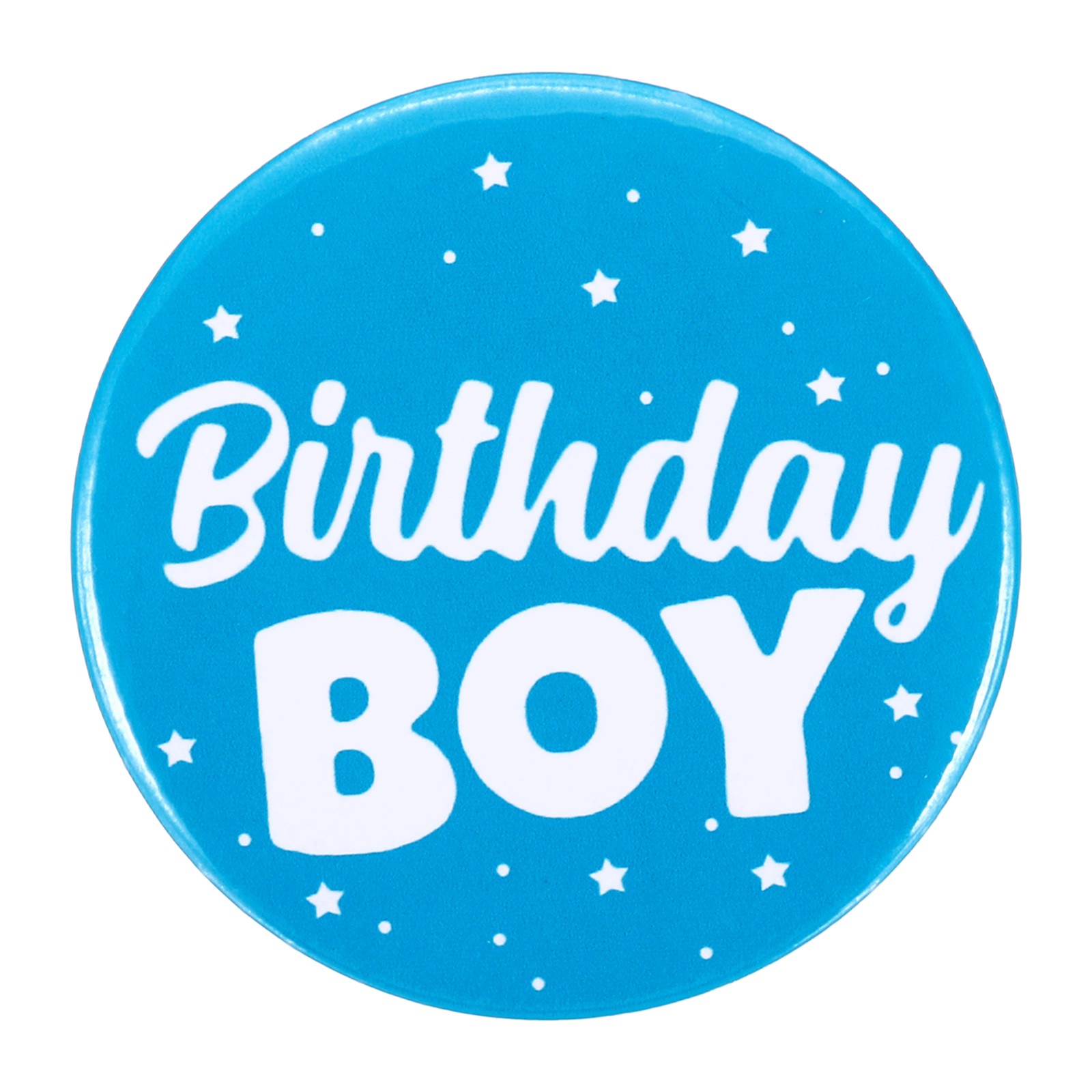 Birthday Boy Button, 58mm Tinplate Birthday Badge Pin, Blue