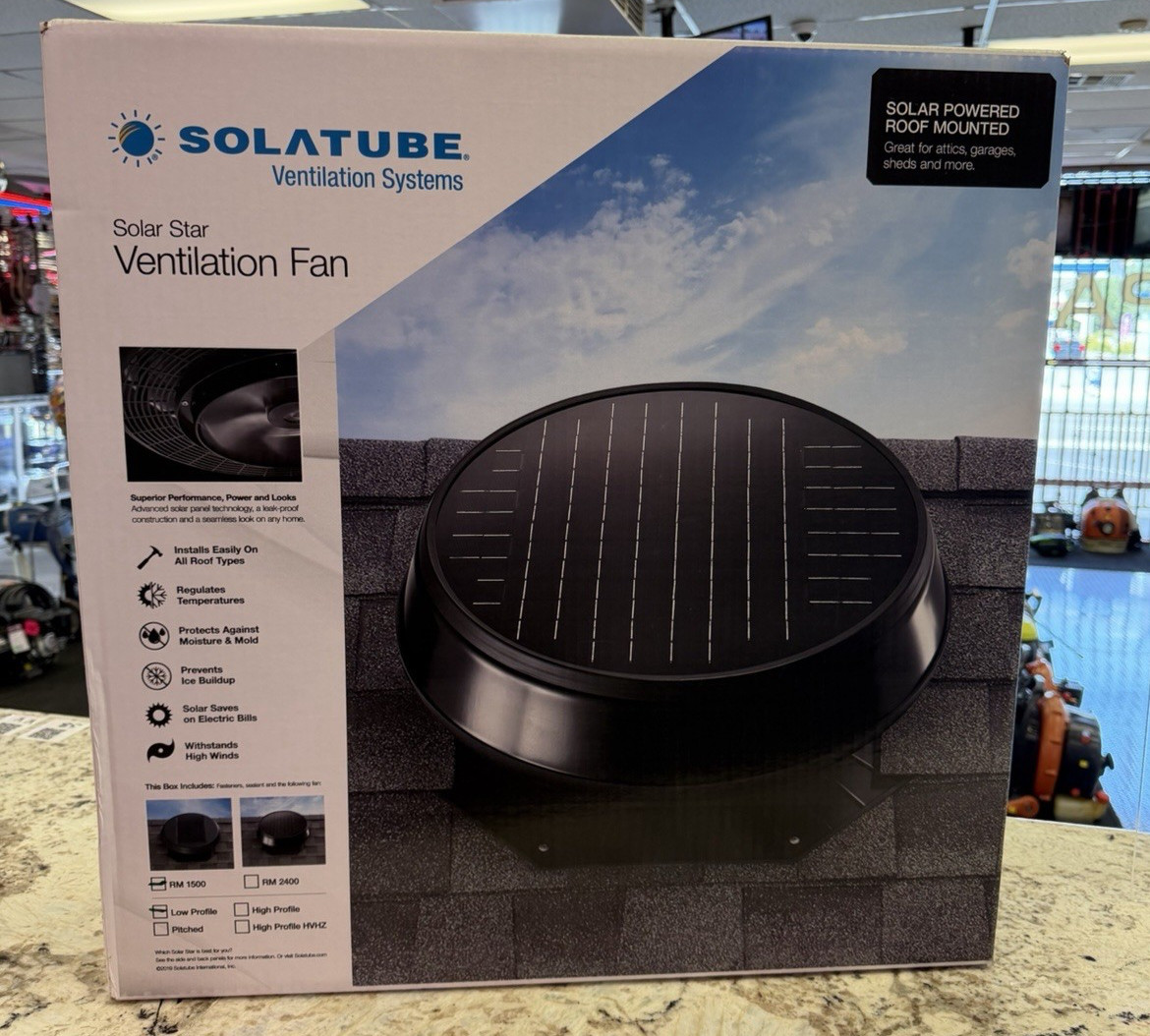 Solatube Solar Attic Fan RM1500 16W Low Profile Roof Kit Made in USA NEW SEALED Solatube Solar Attic Fan RM1500 16W Low Profile Roof Kit Made in USA NEW SEALED