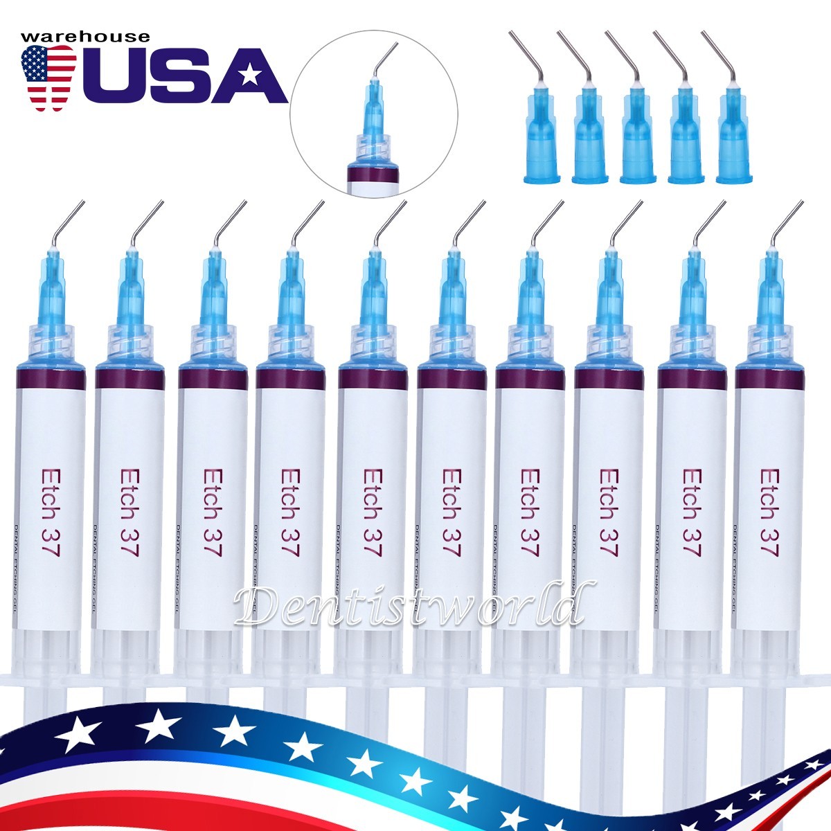 Dentex Dental Acid Etch Etching Gel 37% Phos 5 ml/Syringe Cleaning