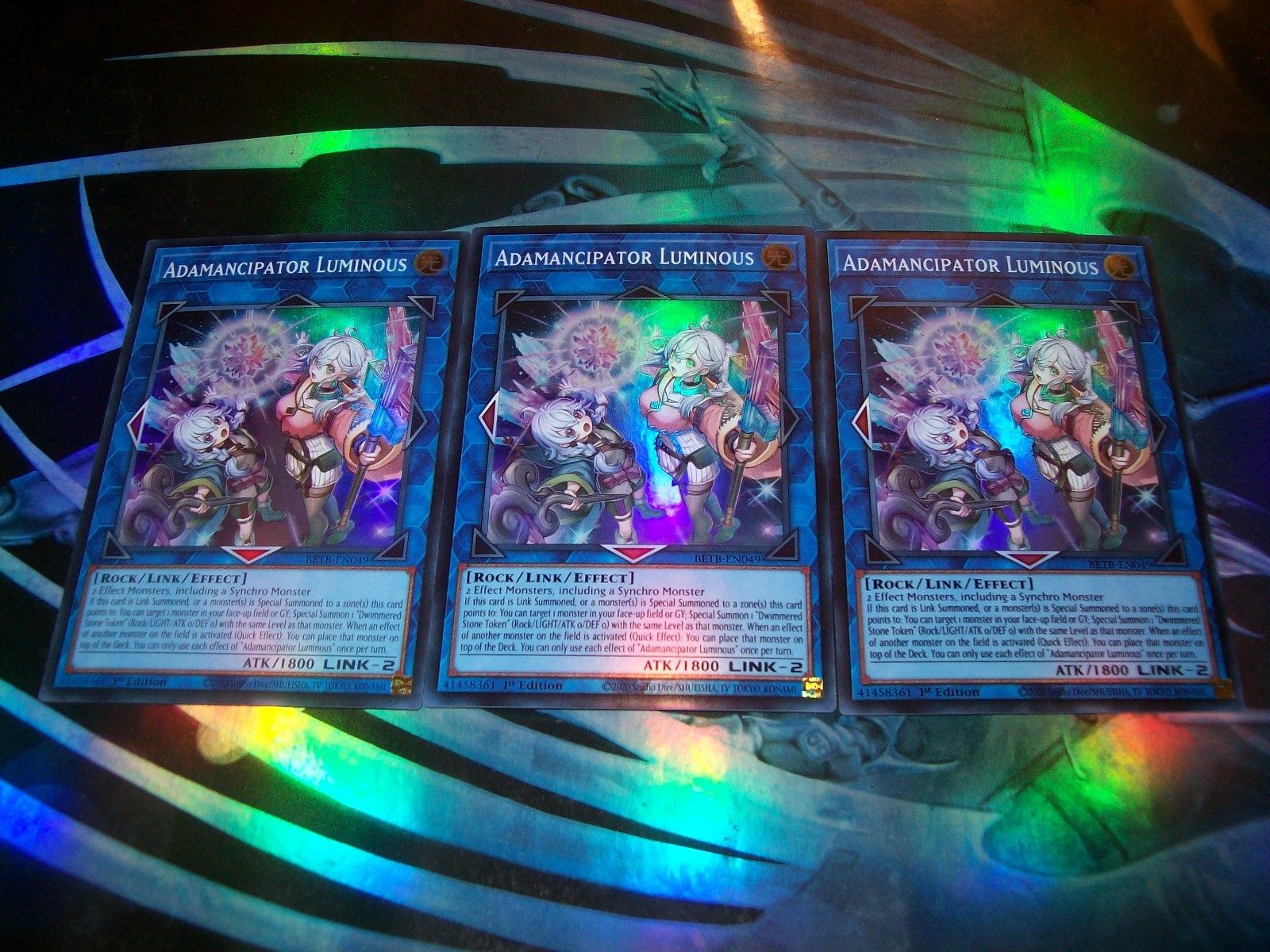 3x Adamancipator Luminous 1st Edition Super Rare BETB-EN049 Yu-Gi-Oh 3x Adamancipator Luminous 1st Edition Super Rare BETB-EN049 Yu-Gi-Oh