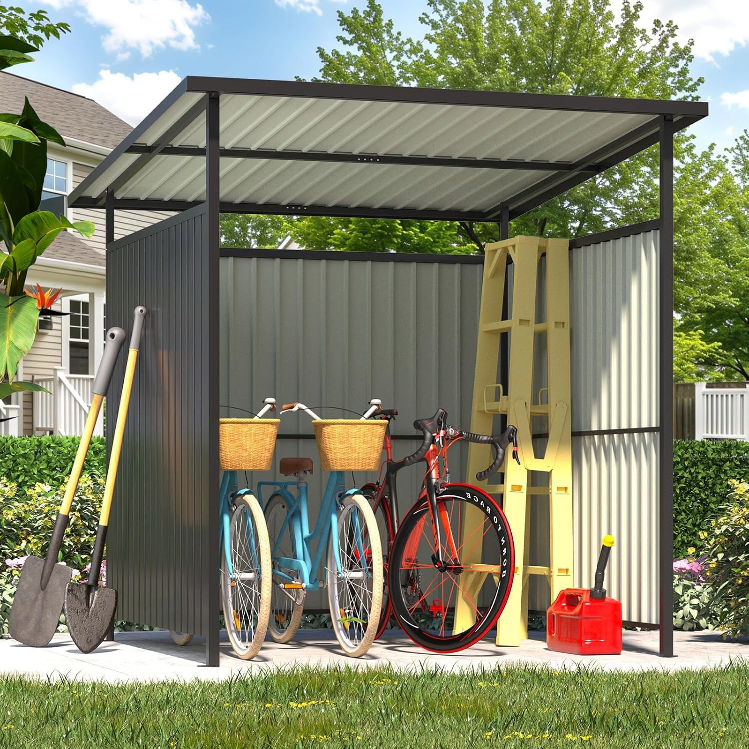 6x6 ft Hardtop Grill Gazebo Semi-Enclosed Outdoor Shelter, Alloy Steel Dark Grey 6x6 ft Hardtop Grill Gazebo Semi-Enclosed Outdoor Shelter, Alloy Steel Dark Grey