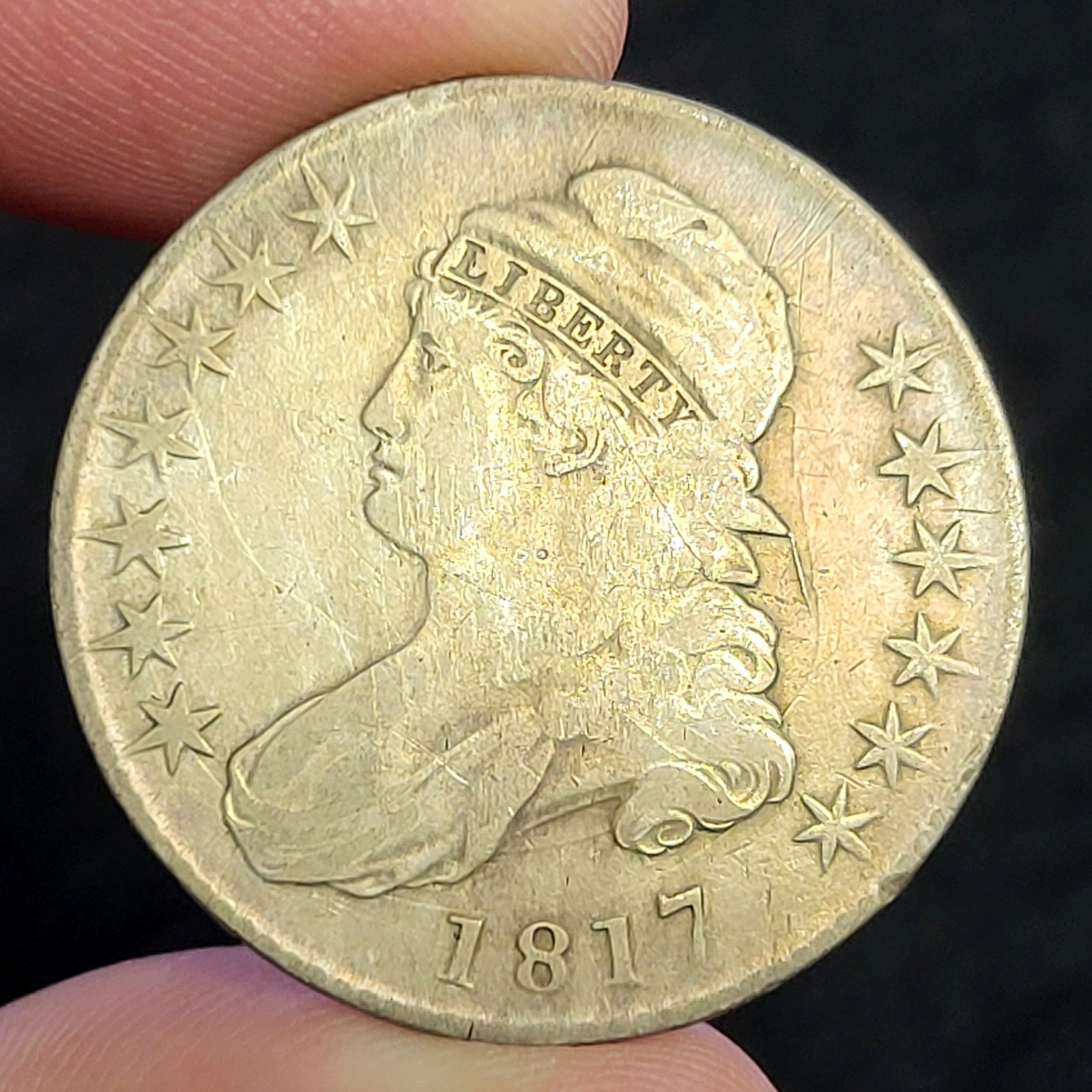 1817 Capped Bust 50c Half Dollar Fine (O-111a, R-2) Heavy Die Clash 1817 Capped Bust 50c Half Dollar Fine (O-111a, R-2) Heavy Die Clash