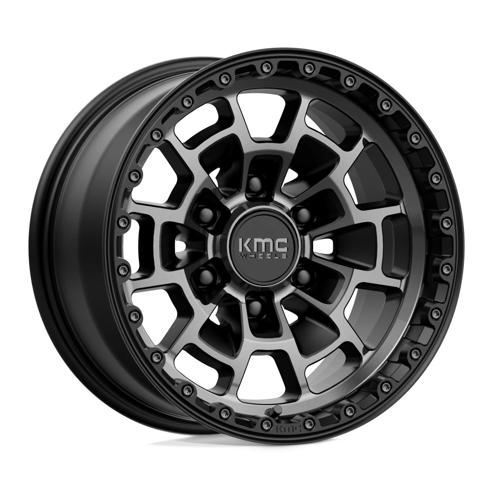 KMC KM718 Summit 16X8 +0 Satin Black With Gray Tint Wheel 6X139.7 6X5.5 (QTY 1)