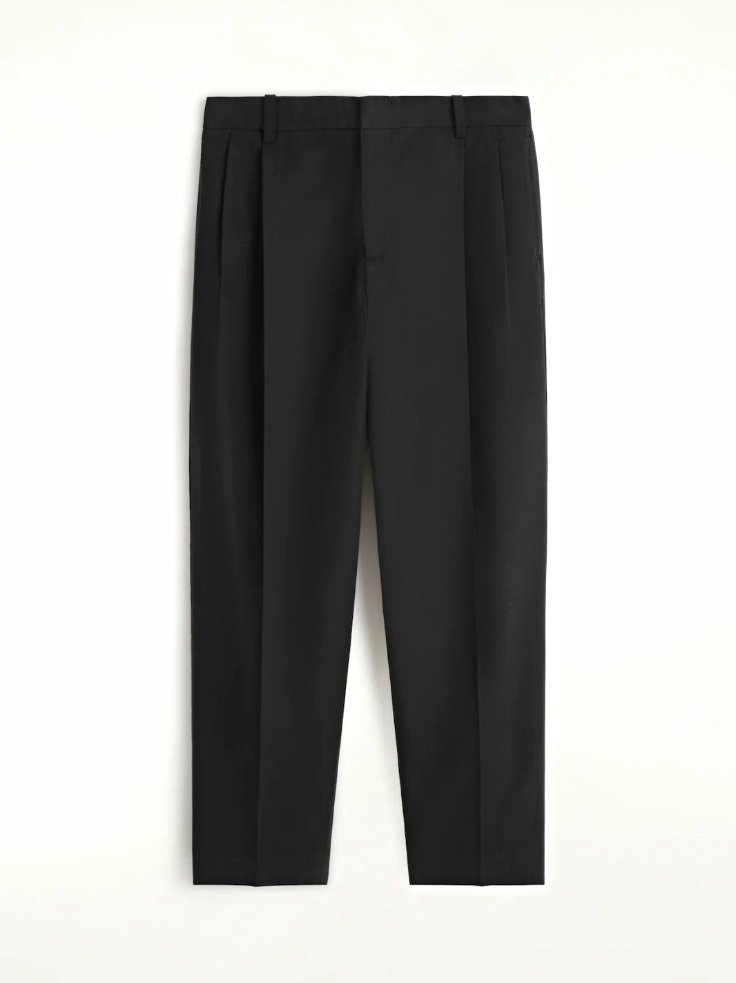 COS Men’s Black Pleated Relaxed Tapered Dress Pants Cotton Blend