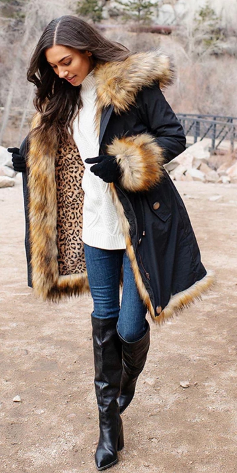 Women\'s Donna Salyers\' Fabulous-Furs Puffer Coat, 2X, Black & Brown Leopard Women\'s Donna Salyers\' Fabulous-Furs Puffer Coat, 2X, Black & Brown Leopard