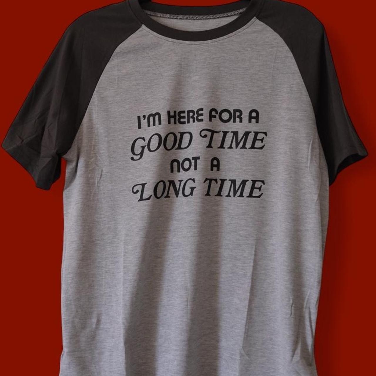 Reworked Vintage 70s Good Time Graphic Raglan T-Shirt Gray Unisex Reworked Vintage 70s Good Time Graphic Raglan T-Shirt Gray Unisex