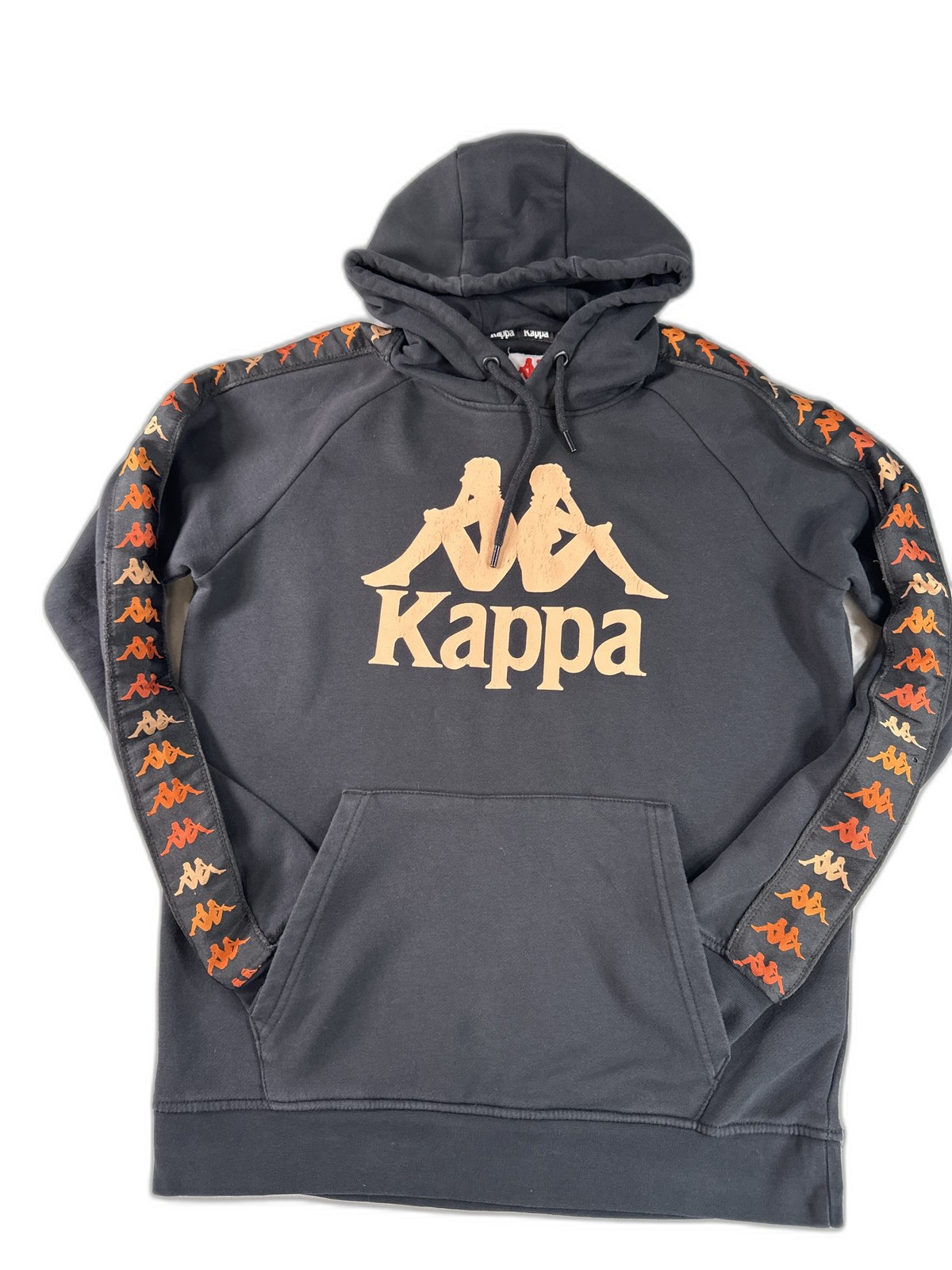 Kappa Hoodie Pullover Large Black All Over Print Cotton Blend Long Sleeve Kappa Hoodie Pullover Large Black All Over Print Cotton Blend Long Sleeve