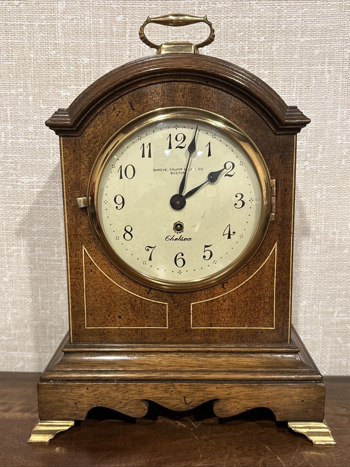 Rare Vintage Chelsea Williamsburg Wythe House Bracket Clock With Key - Running