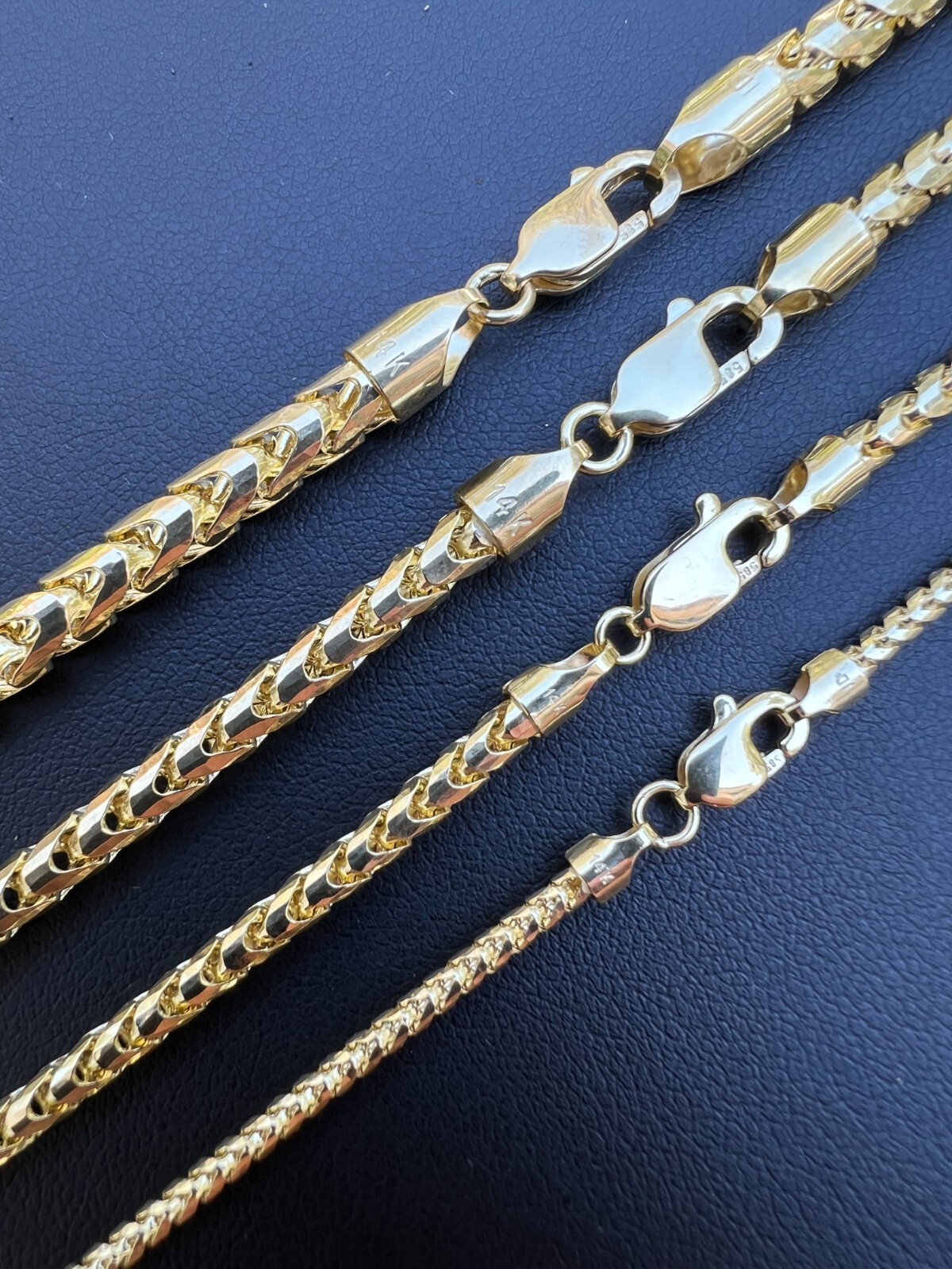 Real Solid 14k Yellow Gold Franco Chain Or Bracelet 2mm - 5mm Necklace 8\'\'-30\