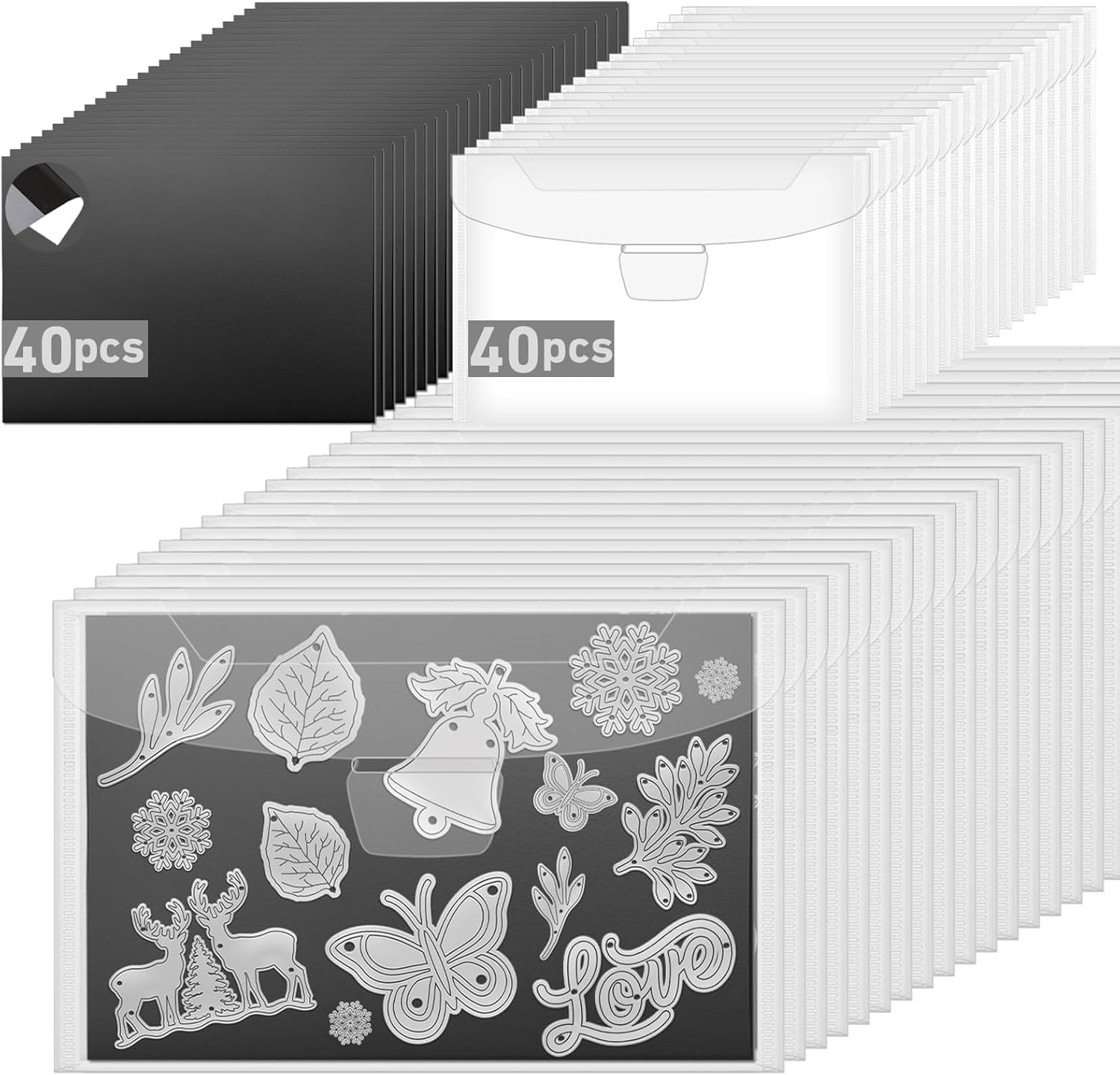 80 Pcs Magnetic Sheets for Dies Storage, 40 Magnetic Sheets +40 Bags