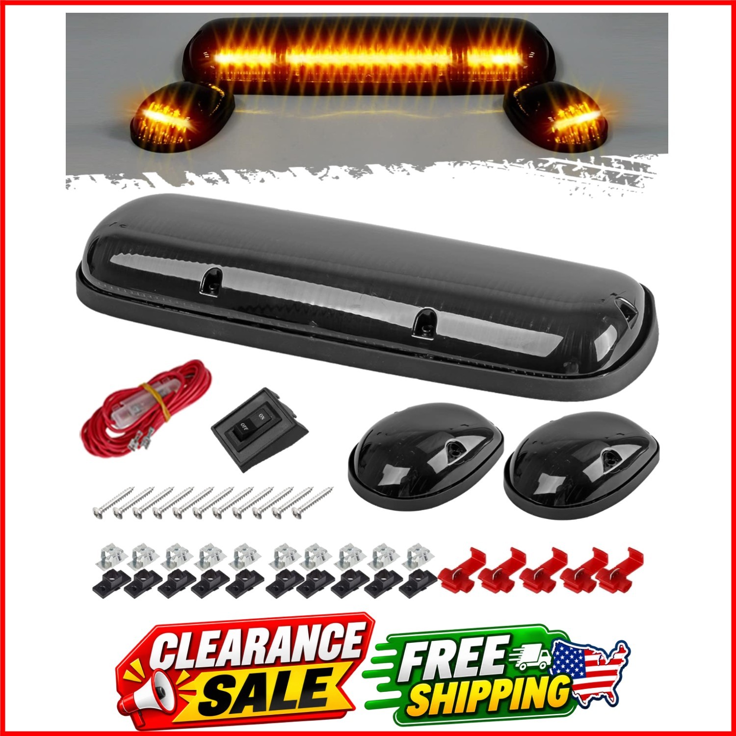 3PCS 30LED Cab Marker Roof Running Lights Assembly Compatible with Silverado/... 3PCS 30LED Cab Marker Roof Running Lights Assembly Compatible with Silverado/...