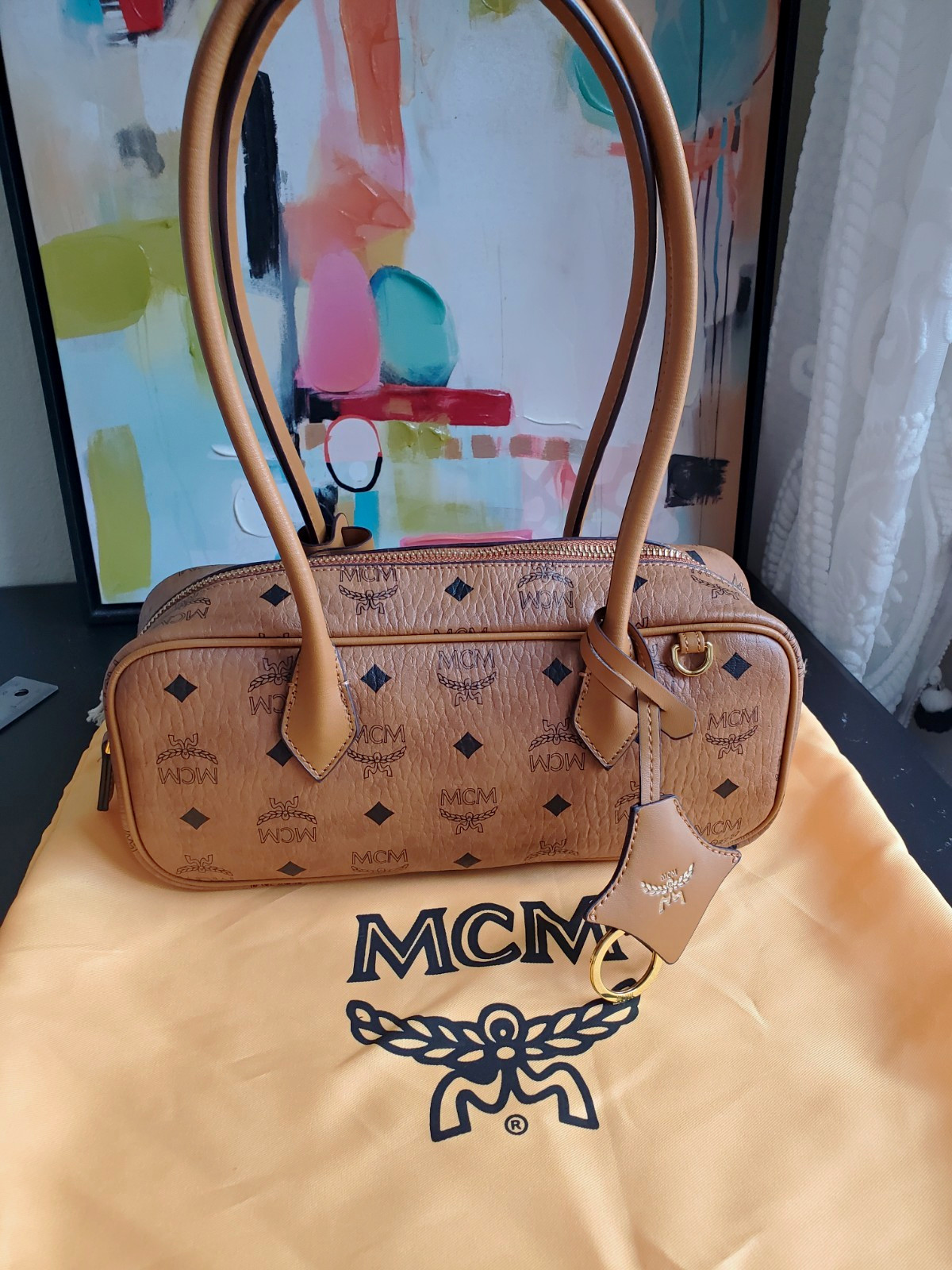 Used McM Aren East Shoulder Bag In Visetos Used McM Aren East Shoulder Bag In Visetos