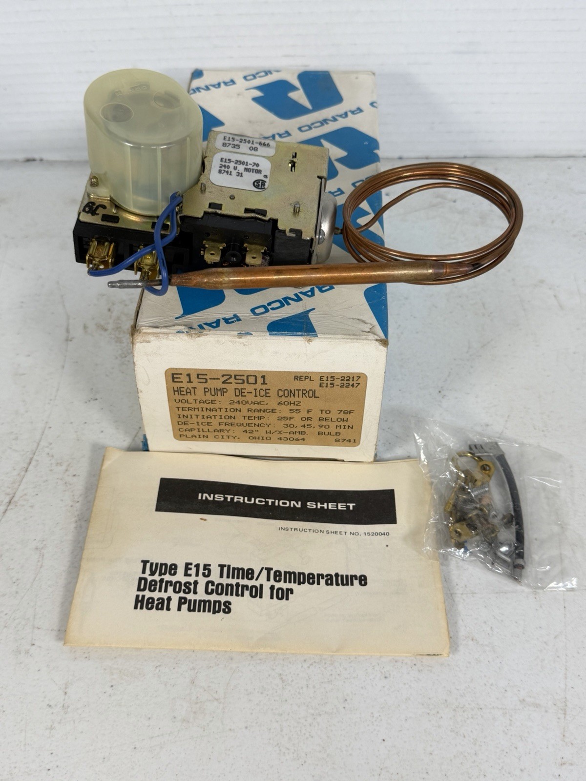 NOS Ranco Heat Pump De-Ice Control 240 Vac. 60HZ ~ E15-2601 NOS Ranco Heat Pump De-Ice Control 240 Vac. 60HZ ~ E15-2601