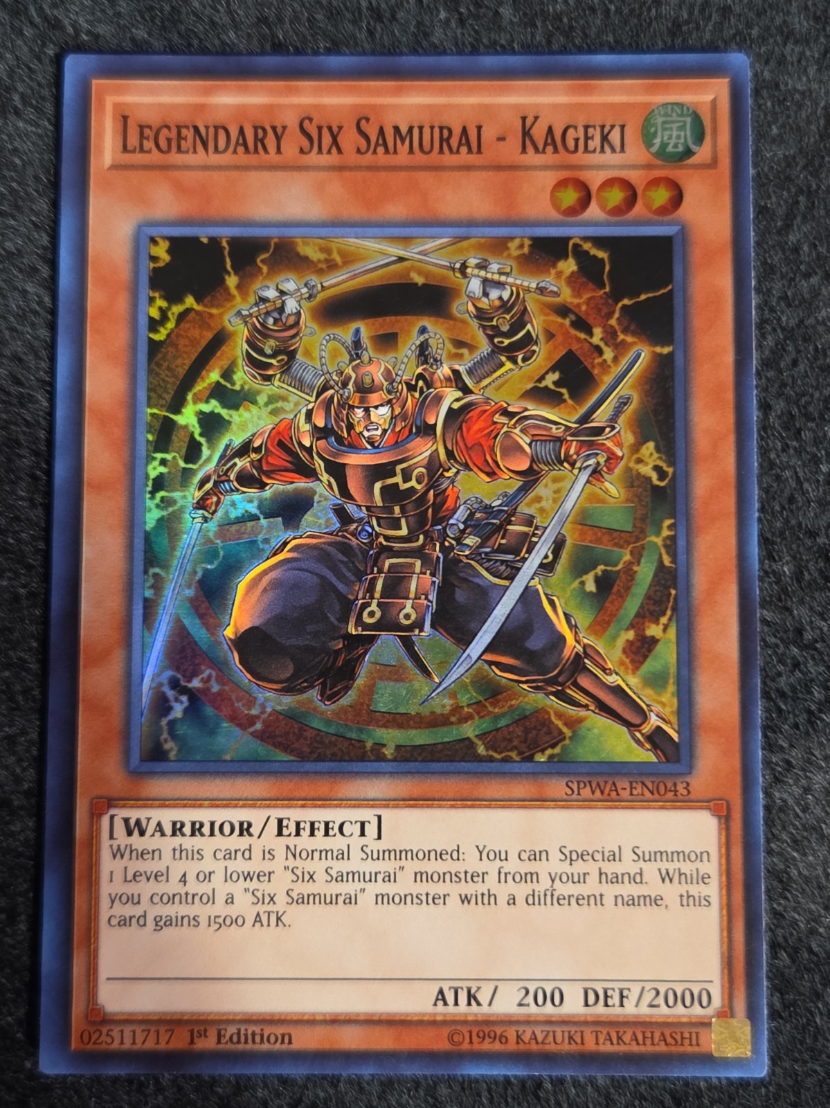 Legendary Six Samurai - Kageki SPWA-EN043 1st Edition Super Rare Spirit Warriors Legendary Six Samurai - Kageki SPWA-EN043 1st Edition Super Rare Spirit Warriors