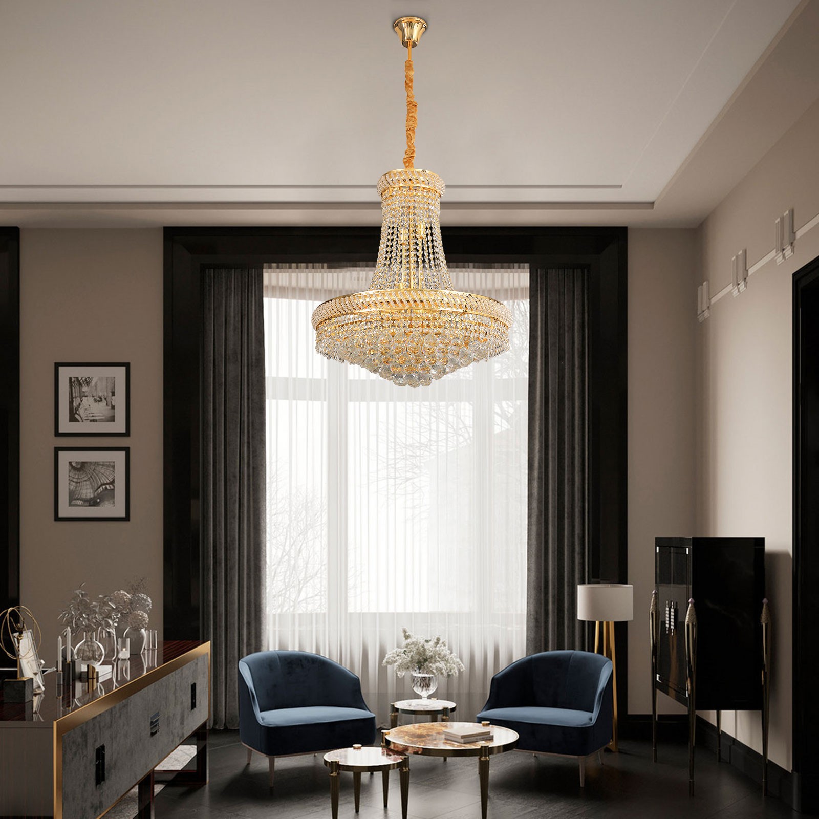Luxury Crystal Chandelier LED Ceiling Pendant Lamp Living Room Lighting Fixture