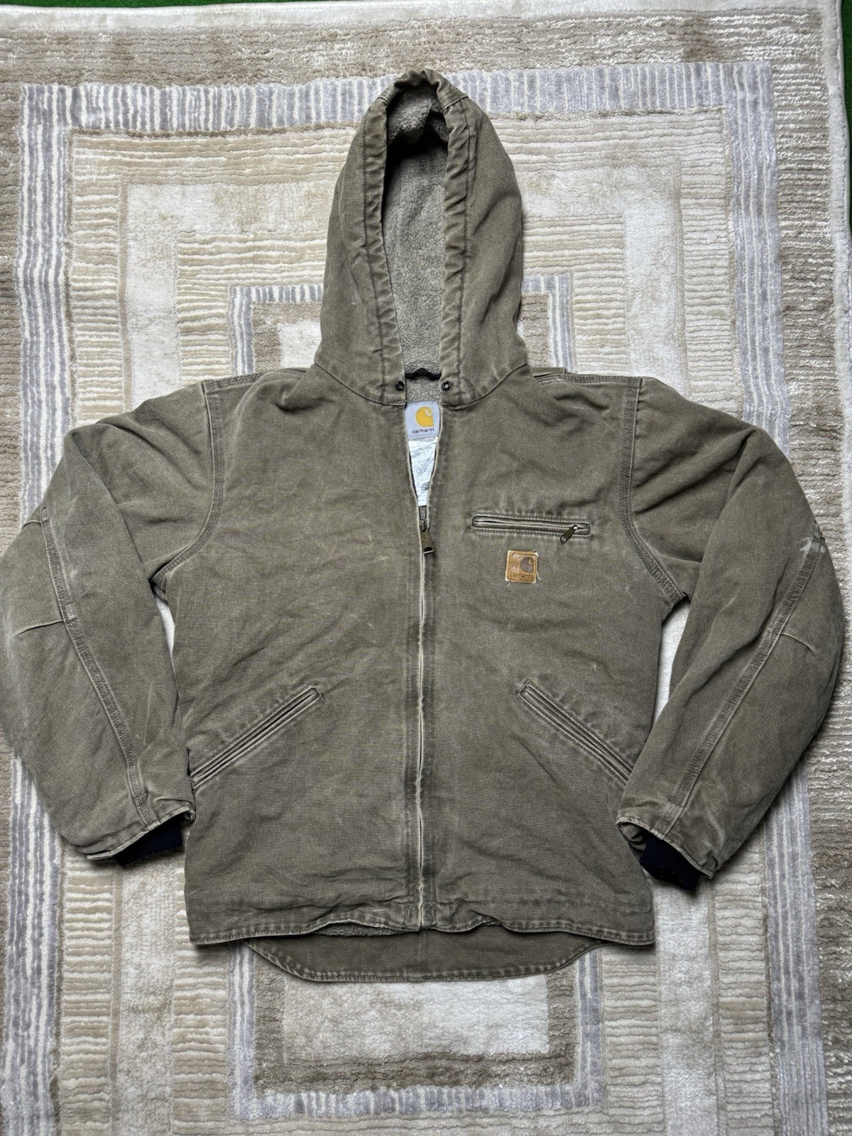 Carhartt Sherpa Lined Active Jacket Small Regular Hooded Duck Canvas Workwear