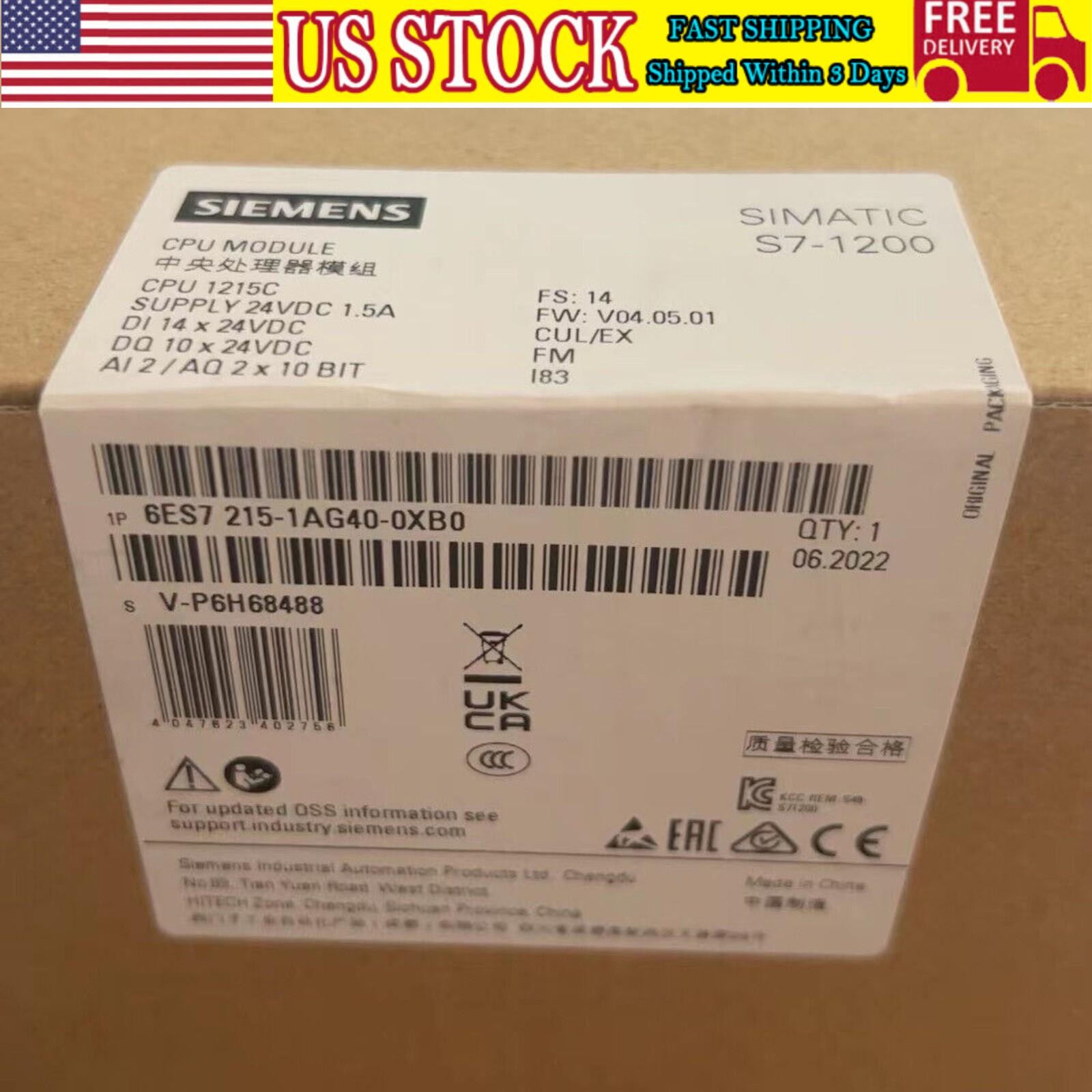 2022 Newest Siemens 6ES7215-1AG40-0XB0 6ES7215-1AG40-0XB0 Fast Shipping US Stock