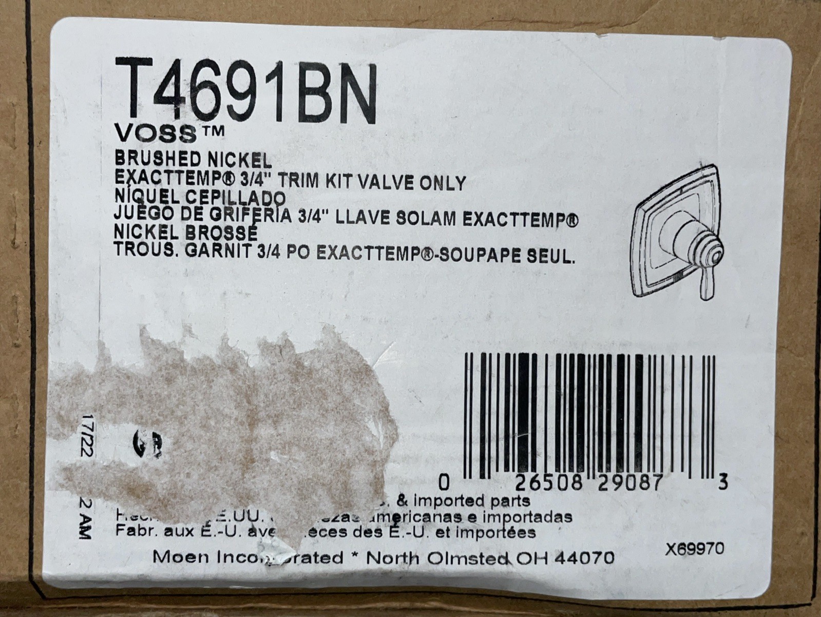 Moen T4691 BN Voss ExactTemp Thermostatic Valve Trim Kit, Valve Required, #4