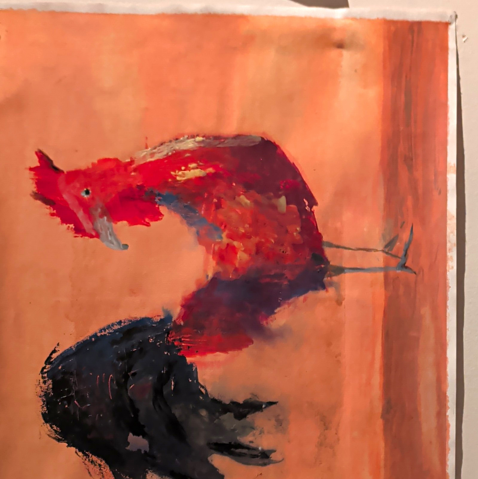 Abstract Contemporary Expressionist Bird Painting on Canvas, Unframed Abstract Contemporary Expressionist Bird Painting on Canvas, Unframed