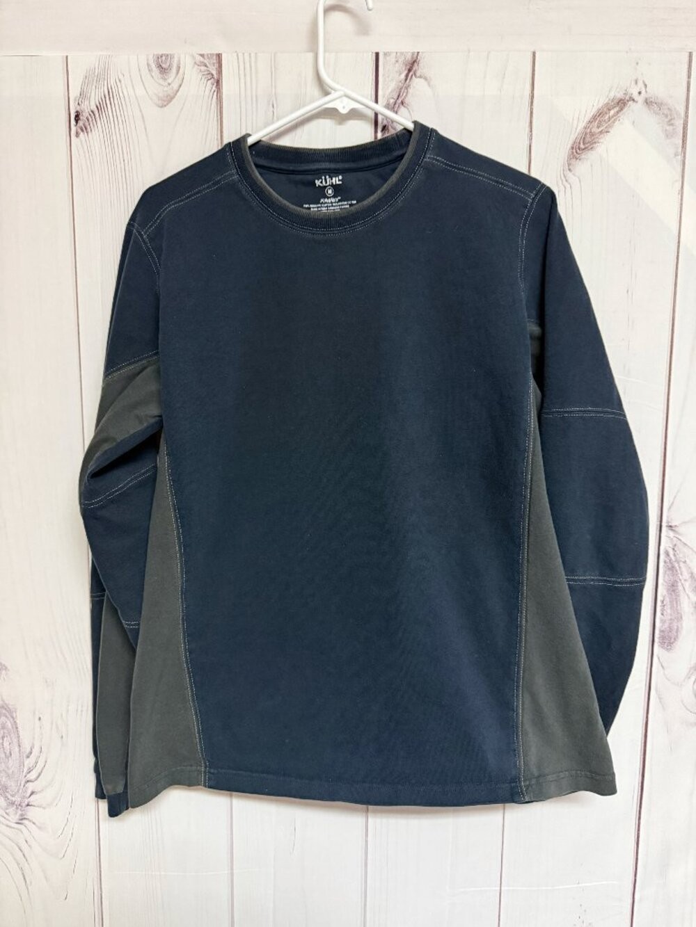 KÜHL Men’s Kommando Crew Medium Navy Gray Heavyweight Cotton GUC