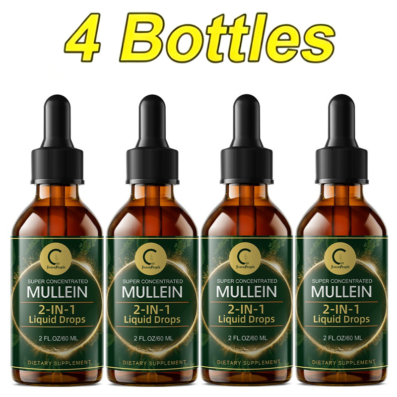 4 PACK Mullein Drops for Lungs, Detox and Cleanse Mullein Extract Supplement
