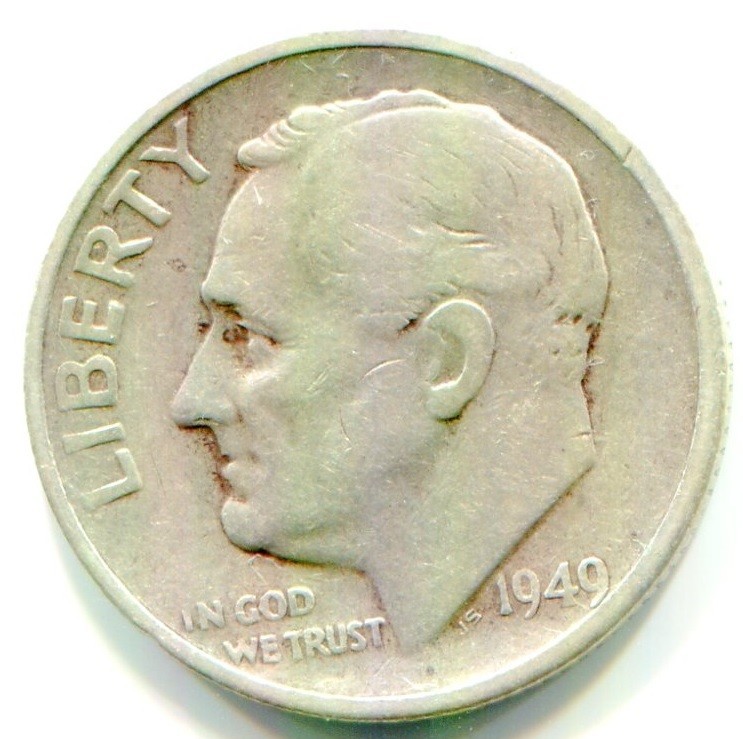 1949-S SILVER ROOSEVELT DIME Scarce Date Item C 1949-S SILVER ROOSEVELT DIME Scarce Date Item C