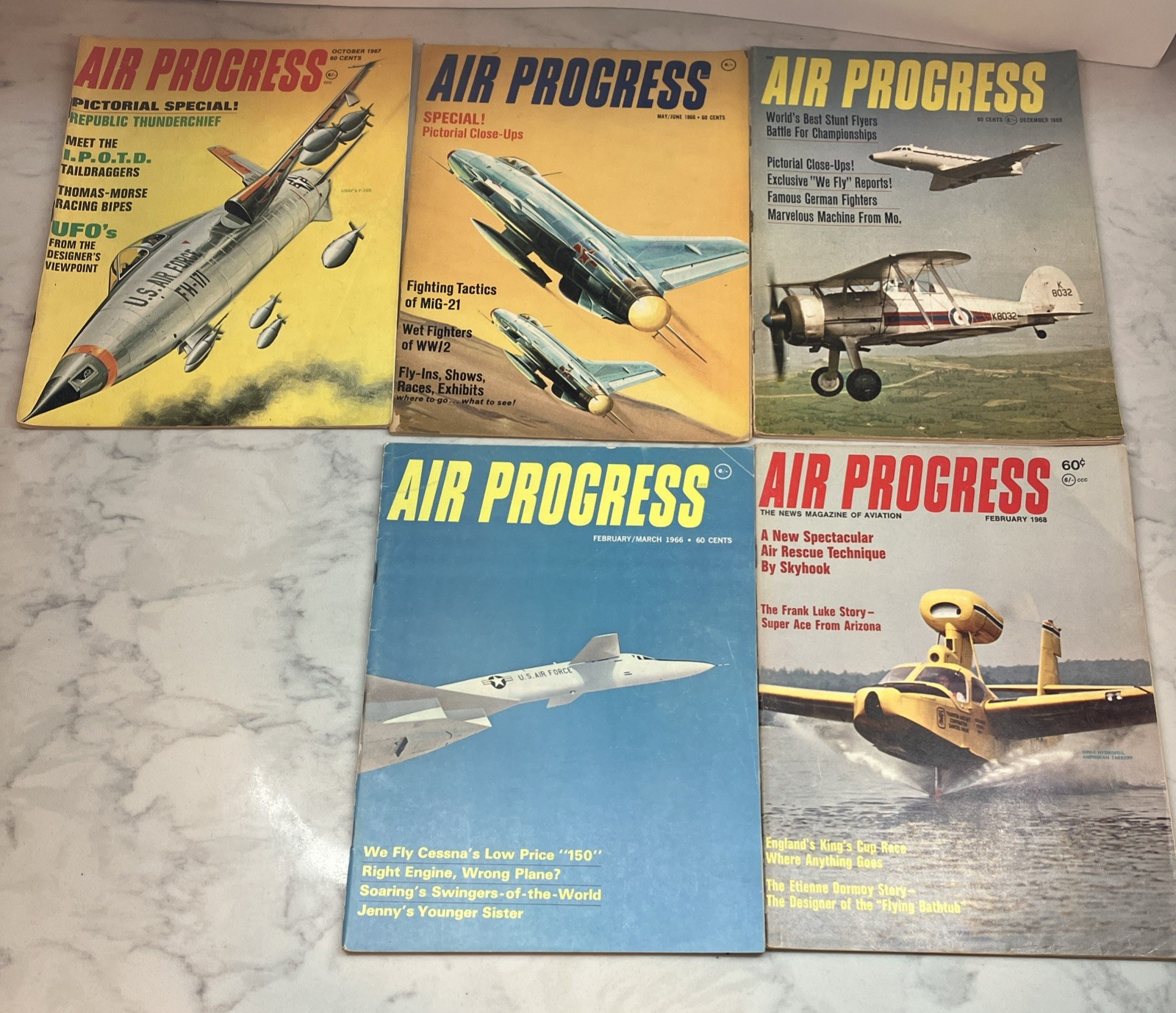 Vintage Air Progress Aviation Magazine Lot of 5 Issues 1966-1968 Vintage Air Progress Aviation Magazine Lot of 5 Issues 1966-1968