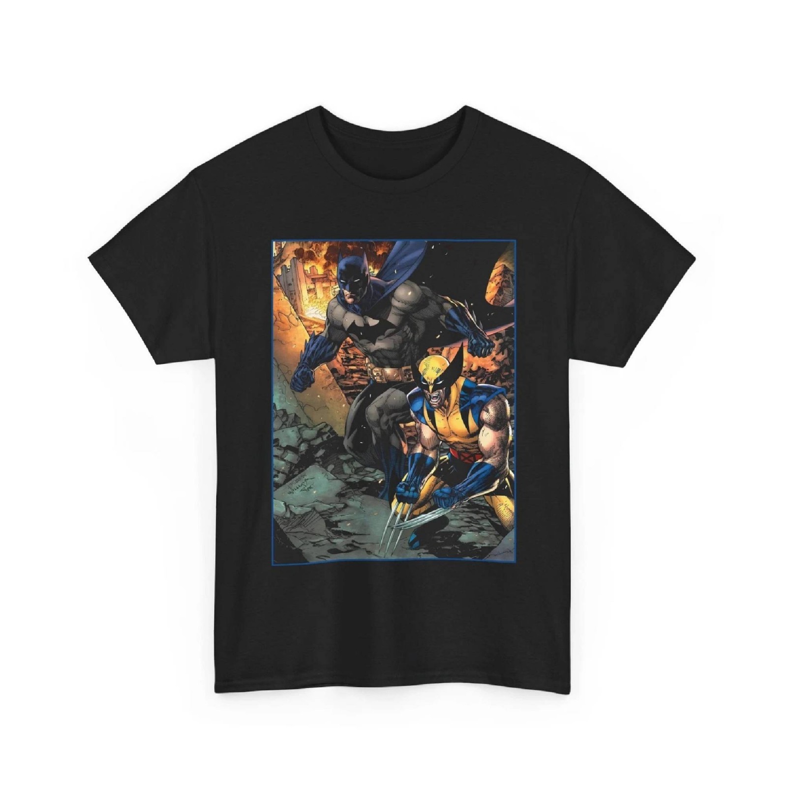 Batman & Wolverine T-Shirt DC, Marvel Comics Jim Lee Art Retro Vintage-Style Tee Batman & Wolverine T-Shirt DC, Marvel Comics Jim Lee Art Retro Vintage-Style Tee