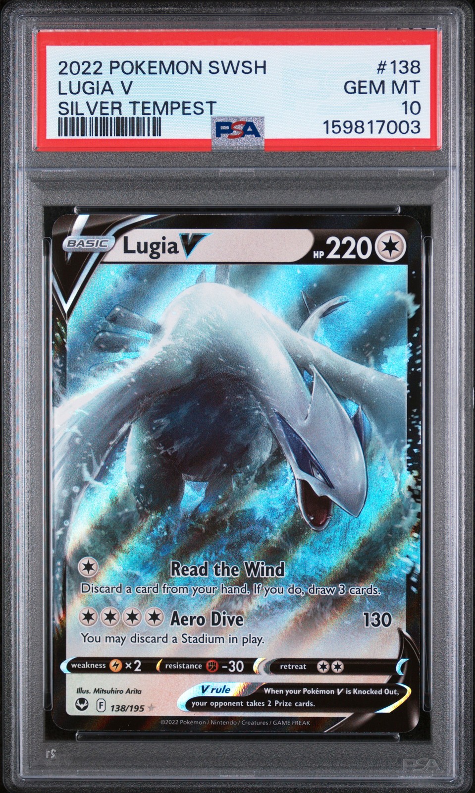 2022 POKEMON SWORD & SHIELD SILVER TEMPEST #138 LUGIA V PSA 10
