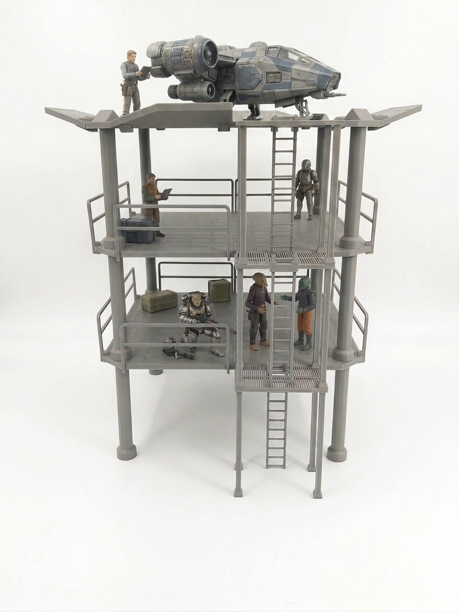 HUGE INDUSTRIAL MECH LANDING PAD 1:18 figure STAR WARS DIORAMA TOWER PLATFORM HUGE INDUSTRIAL MECH LANDING PAD 1:18 figure STAR WARS DIORAMA TOWER PLATFORM